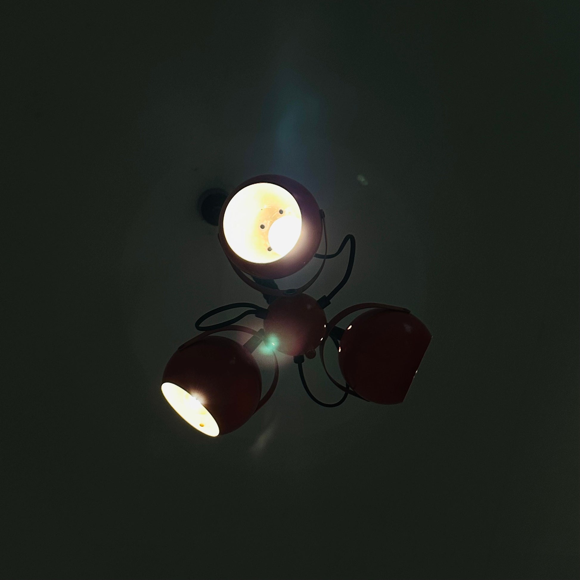 Mid-century Spaceage Orange eyeball pendant lamp, Italy 1970s