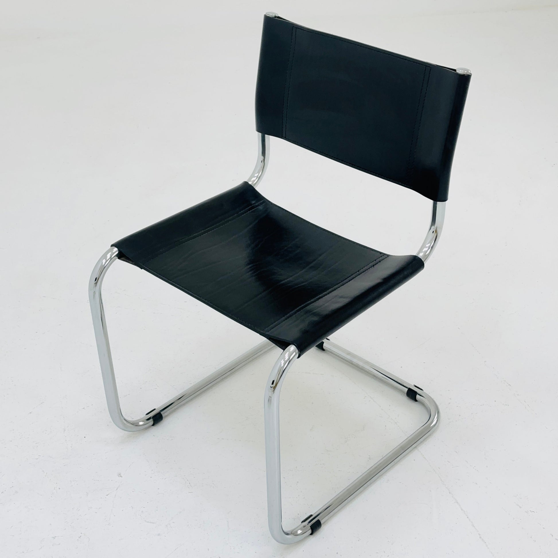 1 of 2 Mid-Century Vintage S33 black Chair by Mart Stam from Fasem Italy 1980s