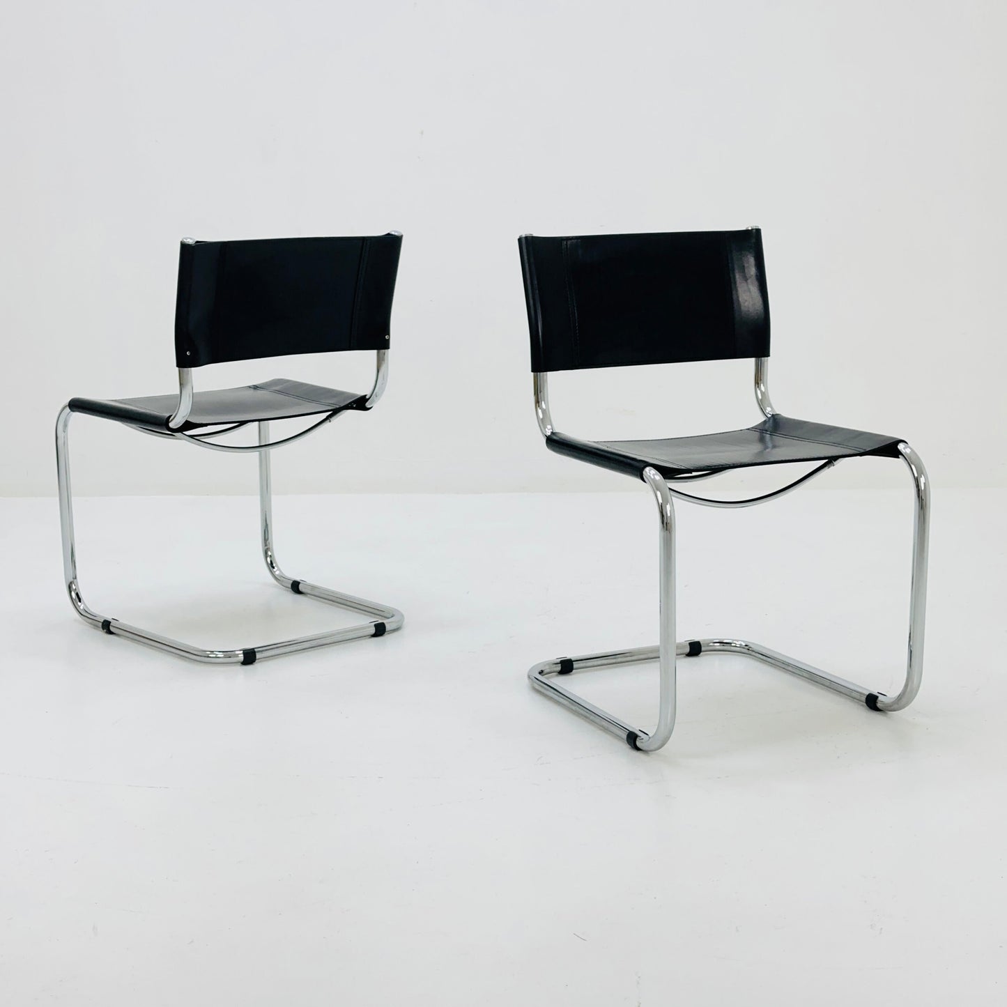 1 of 2 Mid-Century Vintage S33 black Chair by Mart Stam from Fasem Italy 1980s