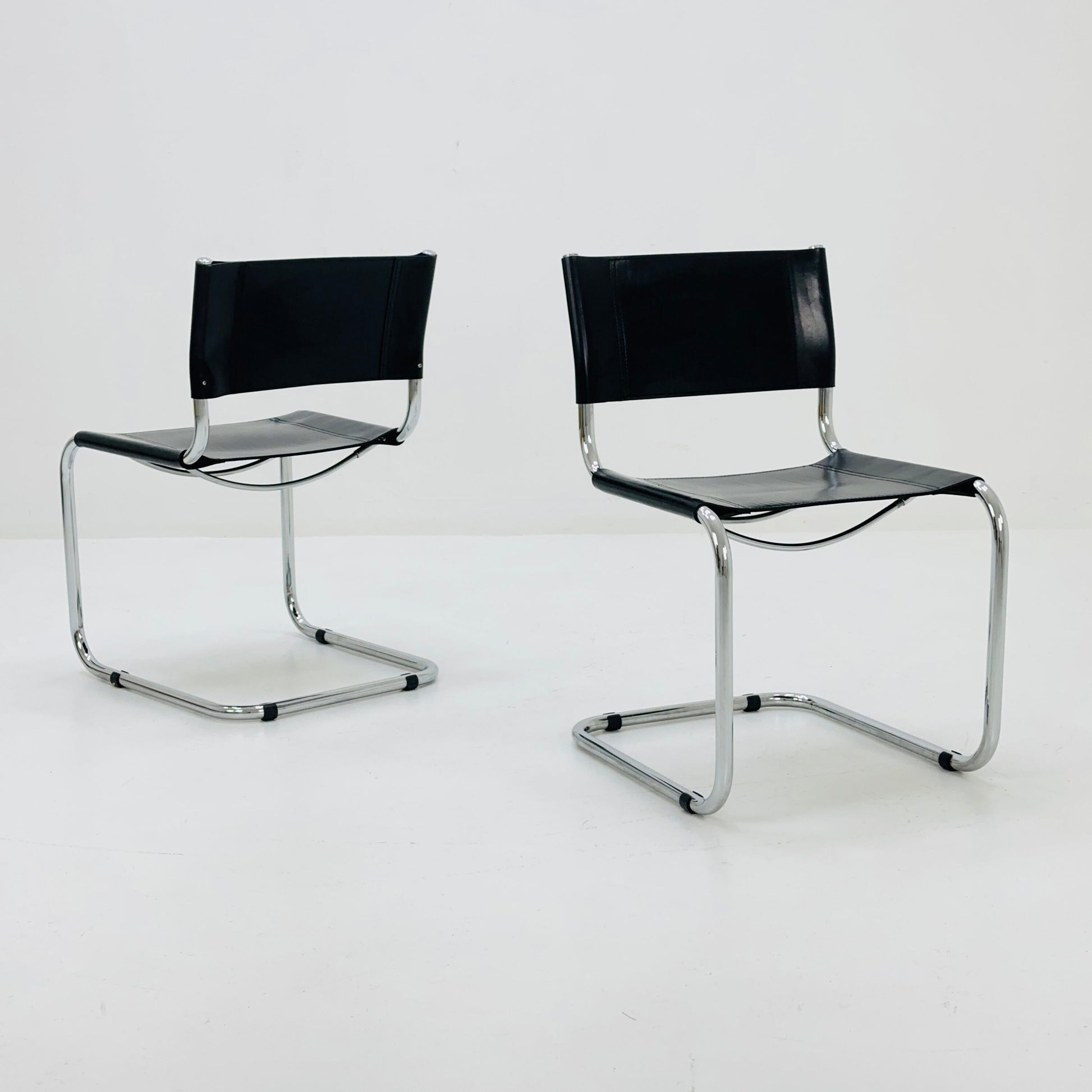 1 of 2 Mid-Century Vintage S33 black Chair by Mart Stam from Fasem Italy 1980s