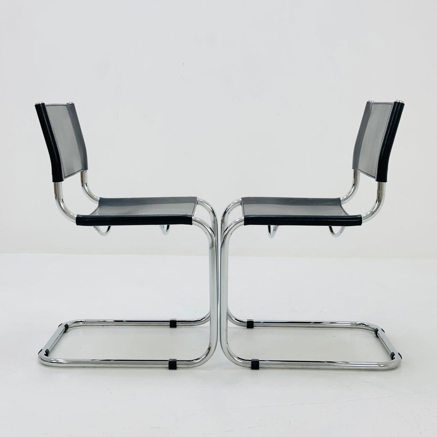 1 of 2 Mid-Century Vintage S33 black Chair by Mart Stam from Fasem Italy 1980s