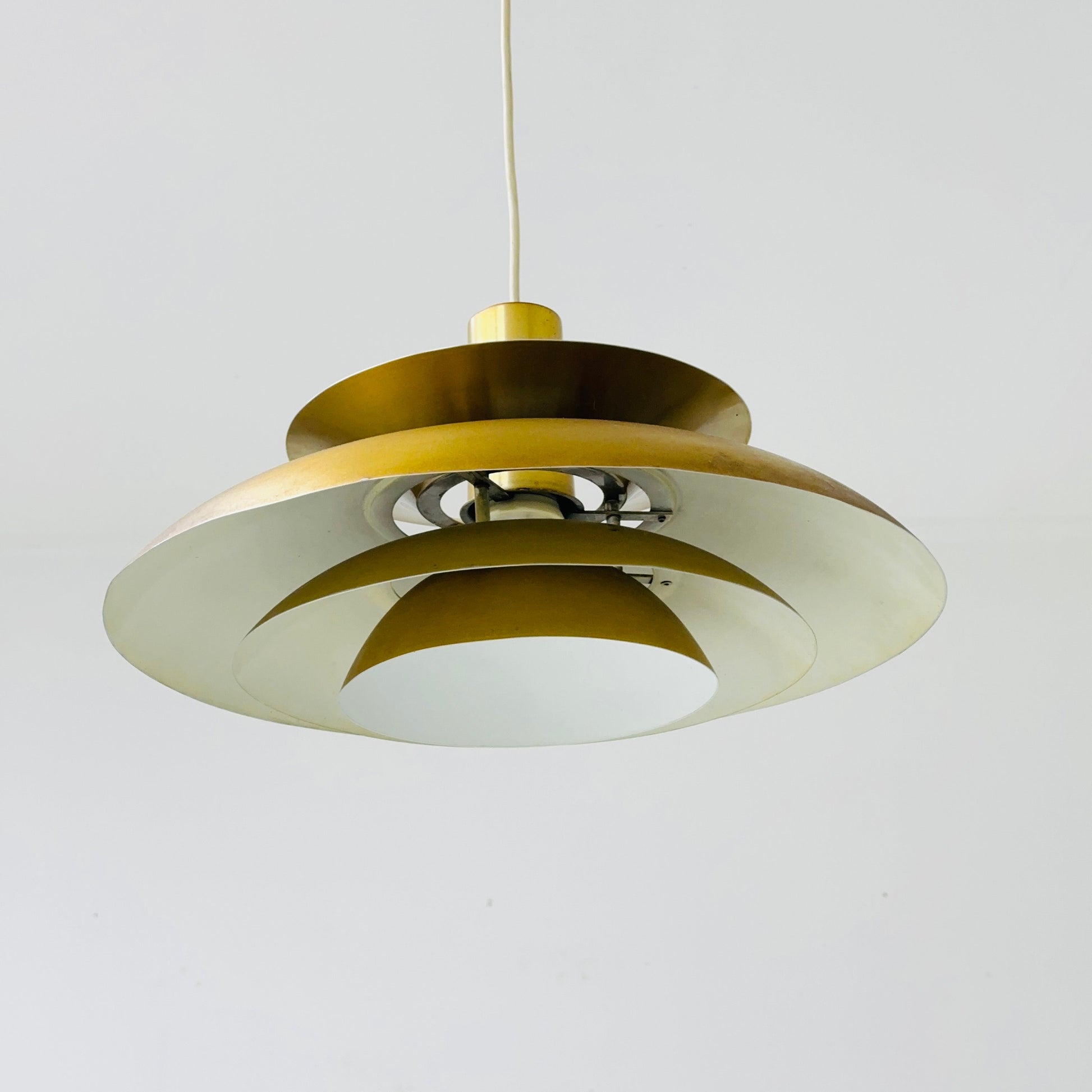 Mid century Gold pendant lamp Roma of Junge, Denmark 1980s