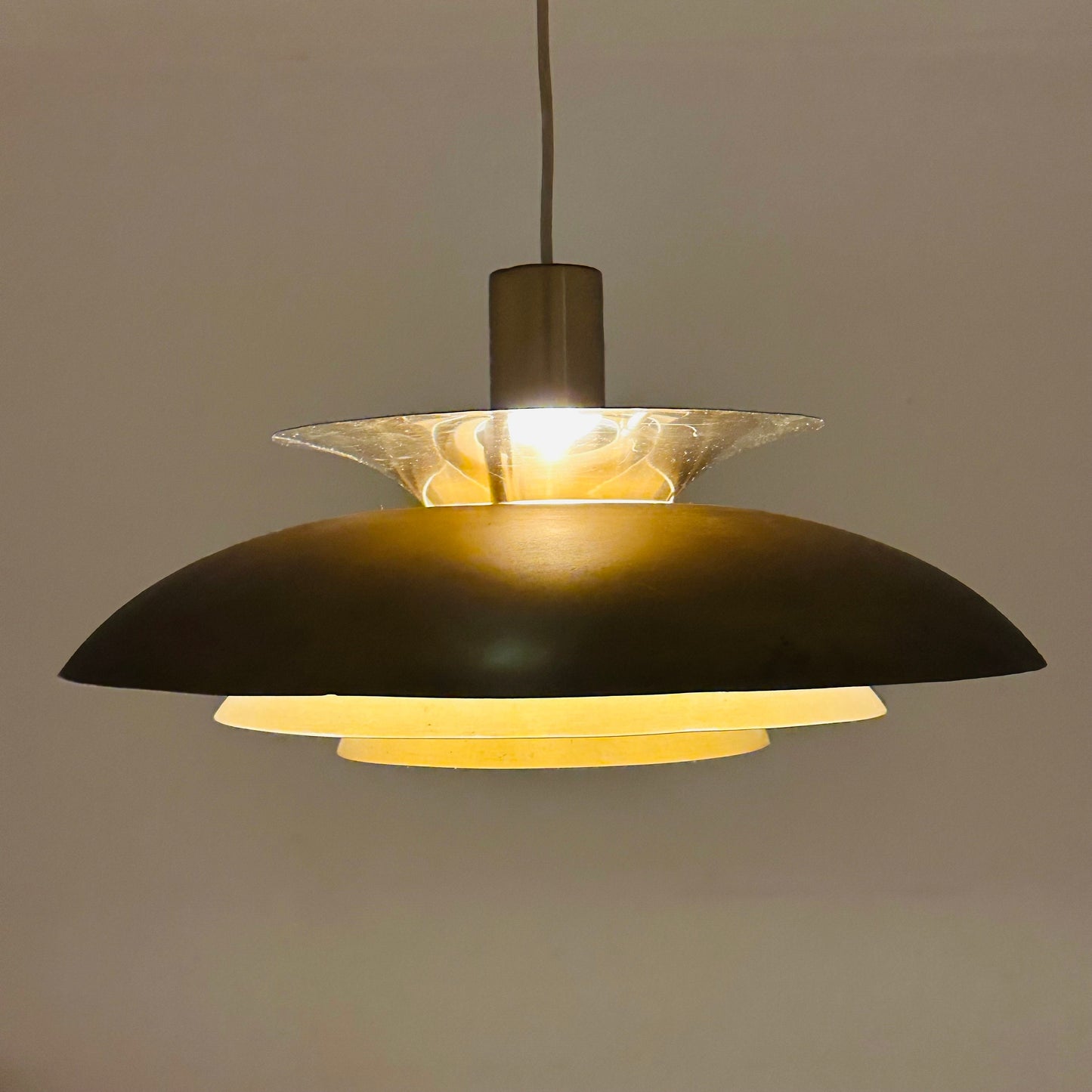 Mid century Gold pendant lamp Roma of Junge, Denmark 1980s