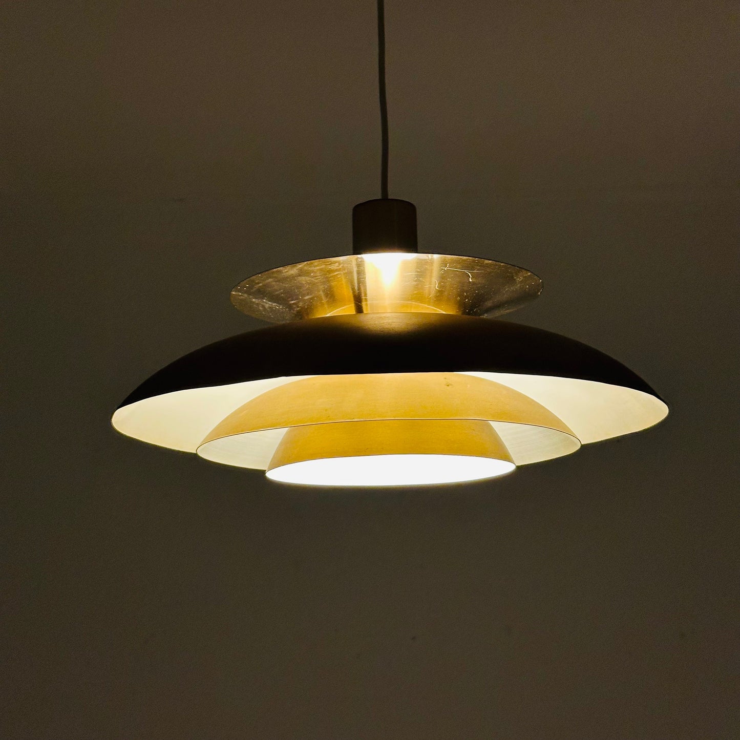 Mid century Gold pendant lamp Roma of Junge, Denmark 1980s