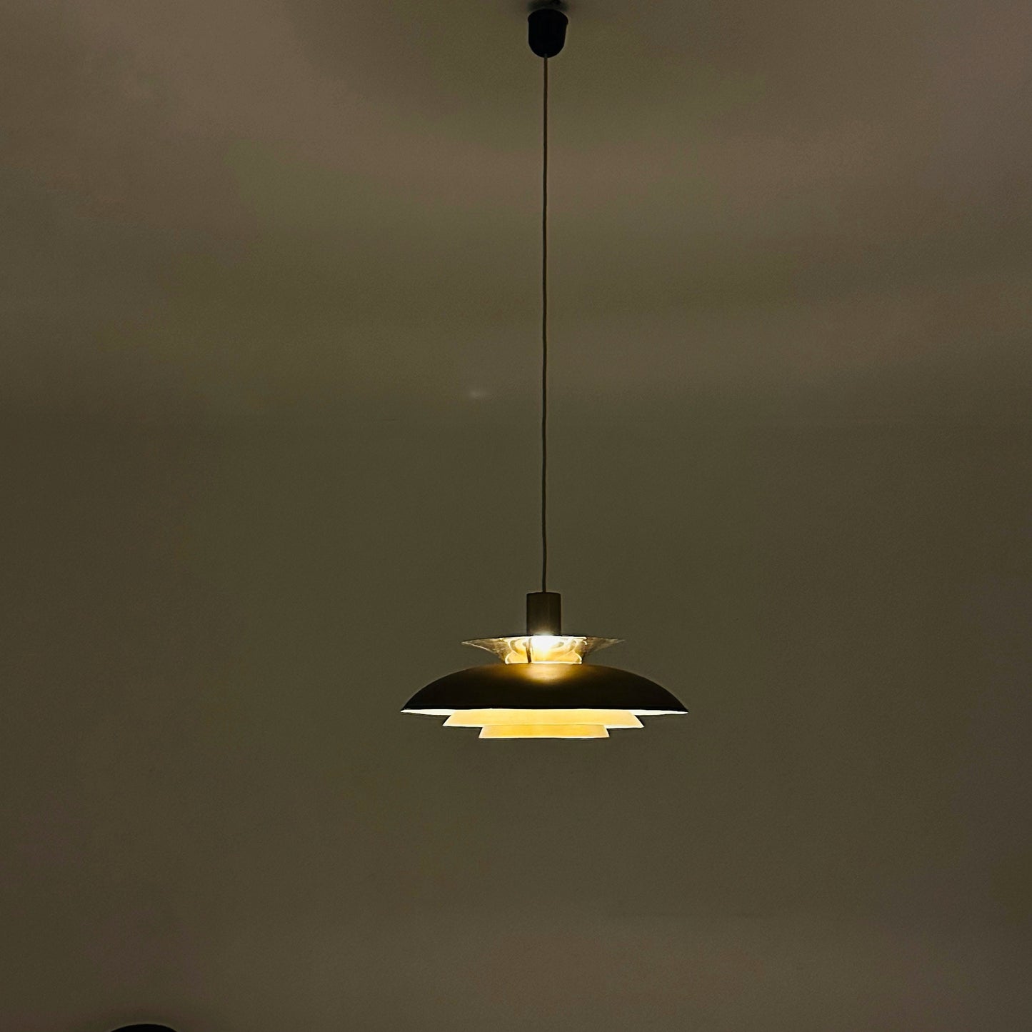 Mid century Gold pendant lamp Roma of Junge, Denmark 1980s