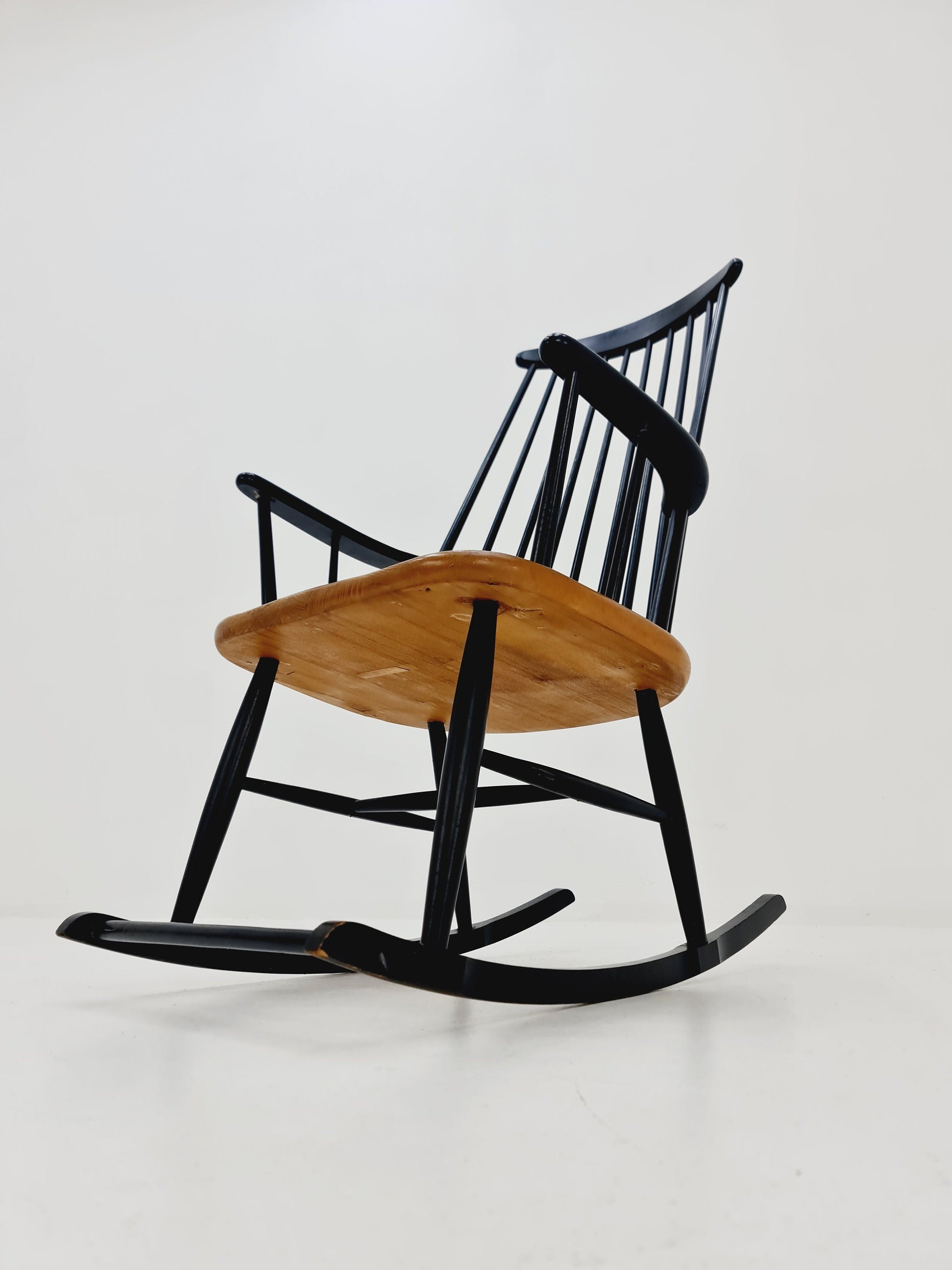 Mid Century Rocking Chair teak by Ilmar Tapiovaara for Asko , 1960s