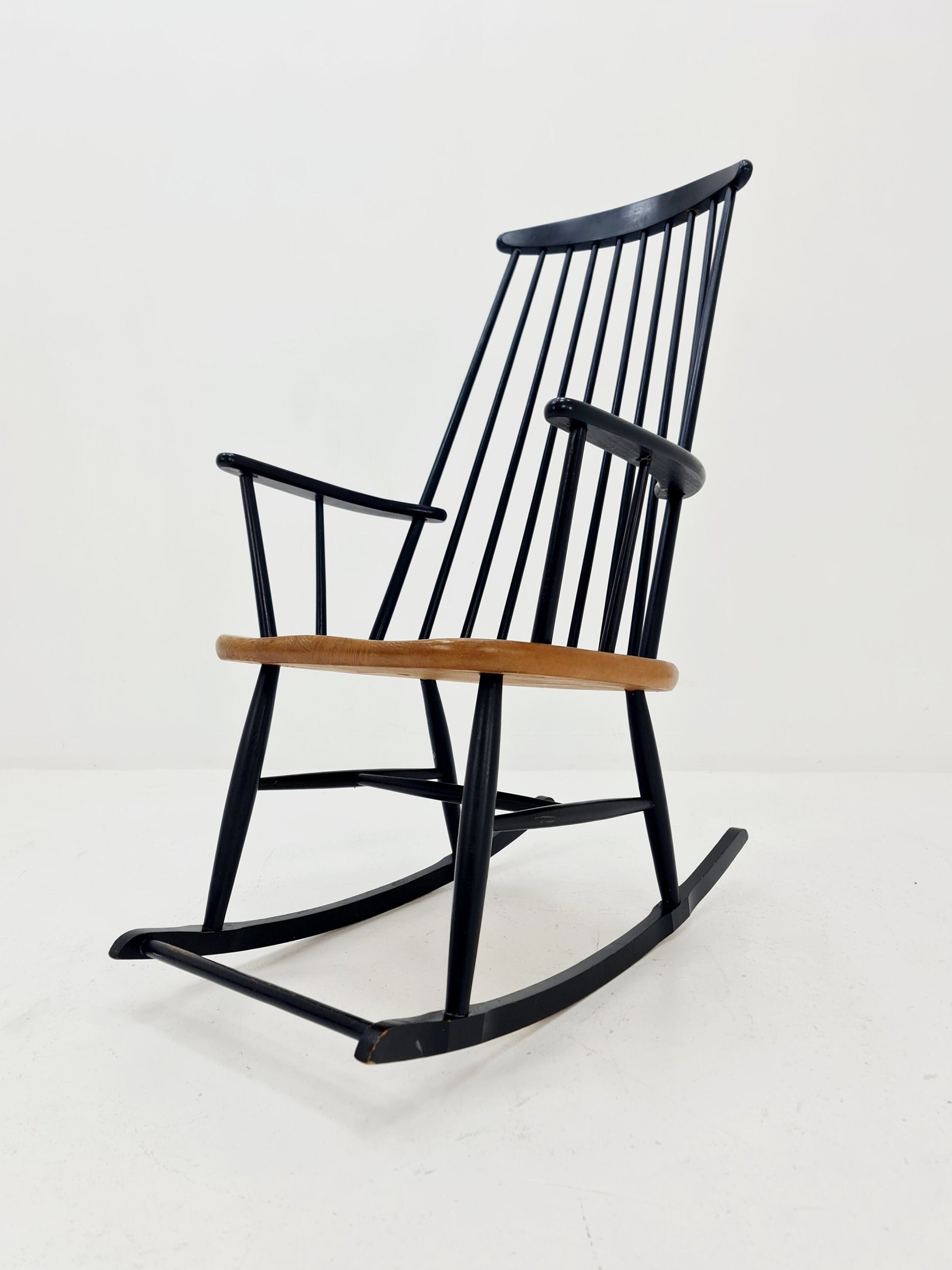 Mid Century Rocking Chair teak by Ilmar Tapiovaara for Asko , 1960s