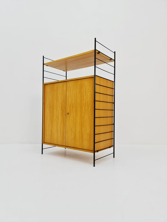 Free standing String shelf-system, bookcase with cabinet Eshe by WHB Germany, 1950s