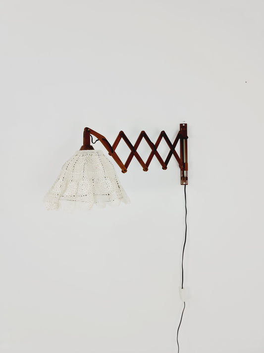 Swdish teak vintage sax wall lamp, 1960s