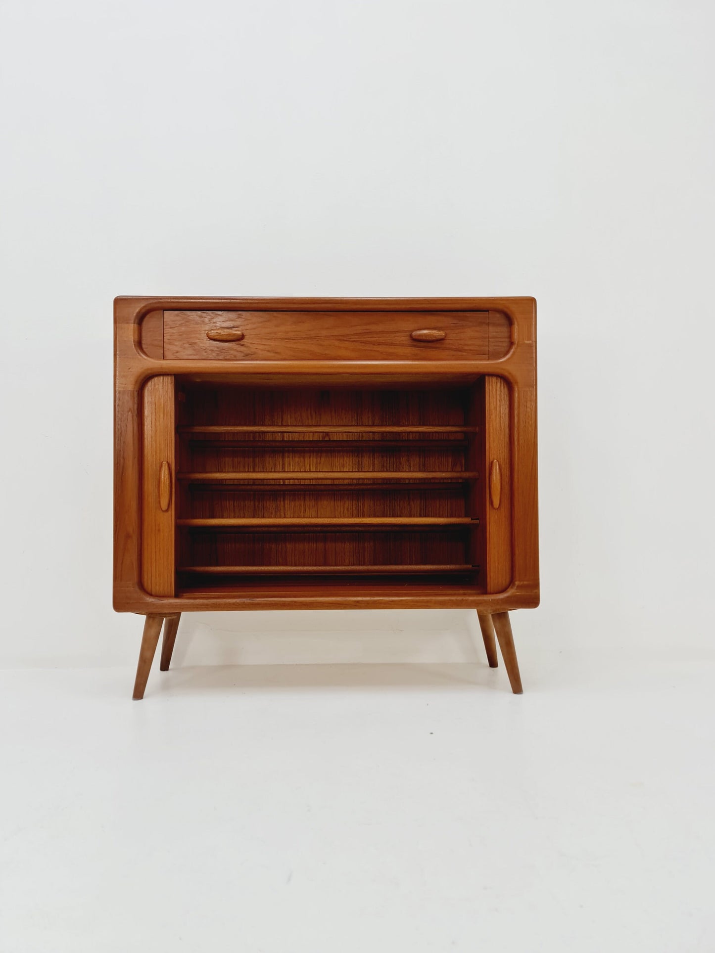 Mid century Solid Danish teak hallway cabinet, shoes cabinet By Dyrlund 1960s