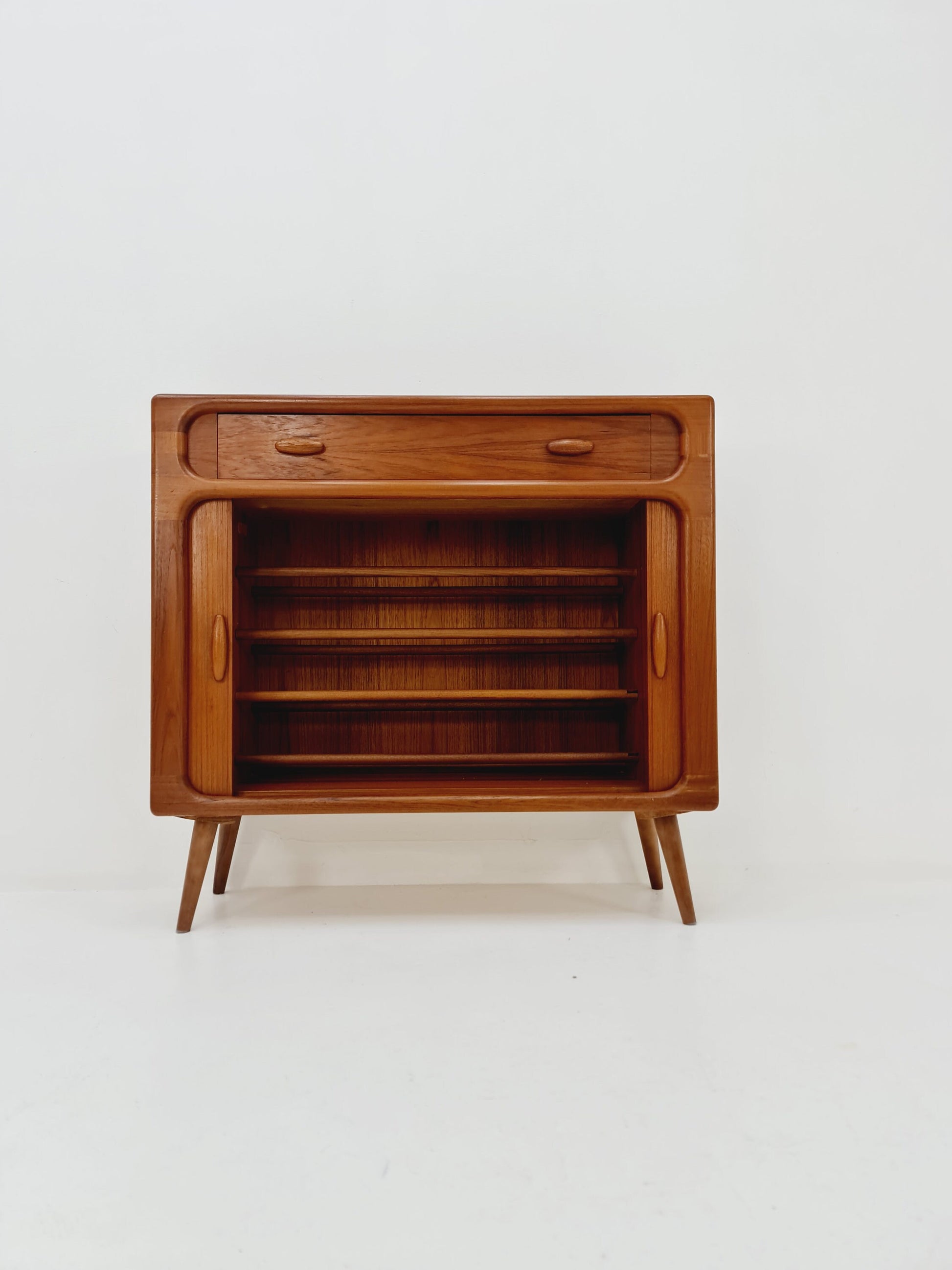 Mid century Solid Danish teak hallway cabinet, shoes cabinet By Dyrlund 1960s