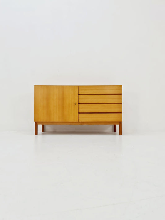 German Mid century eshe wood chest of drawe, sideboard by FLB Möbel Fabrik , 1950s