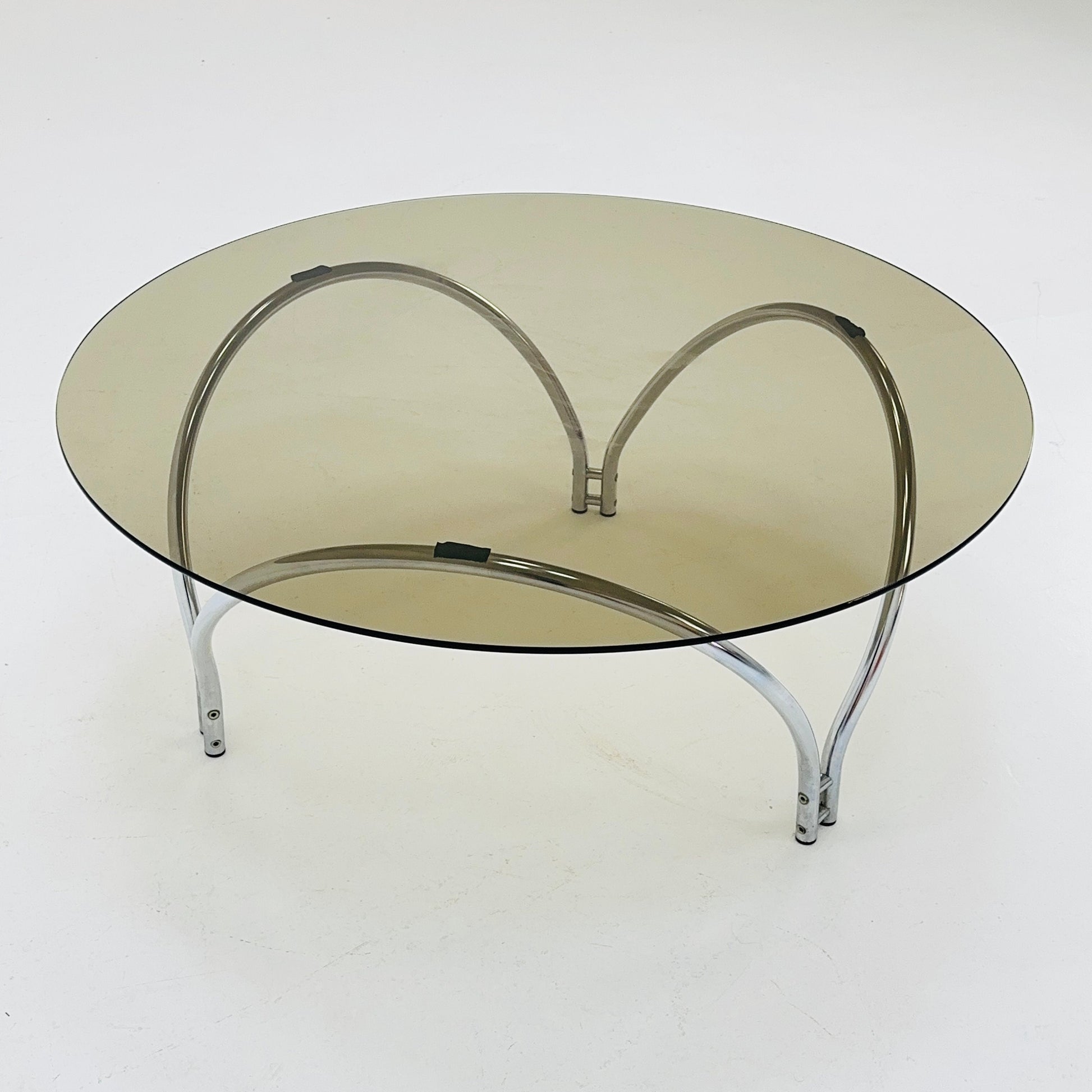 Mid century smoked glass and chrome coffee table 1970s.