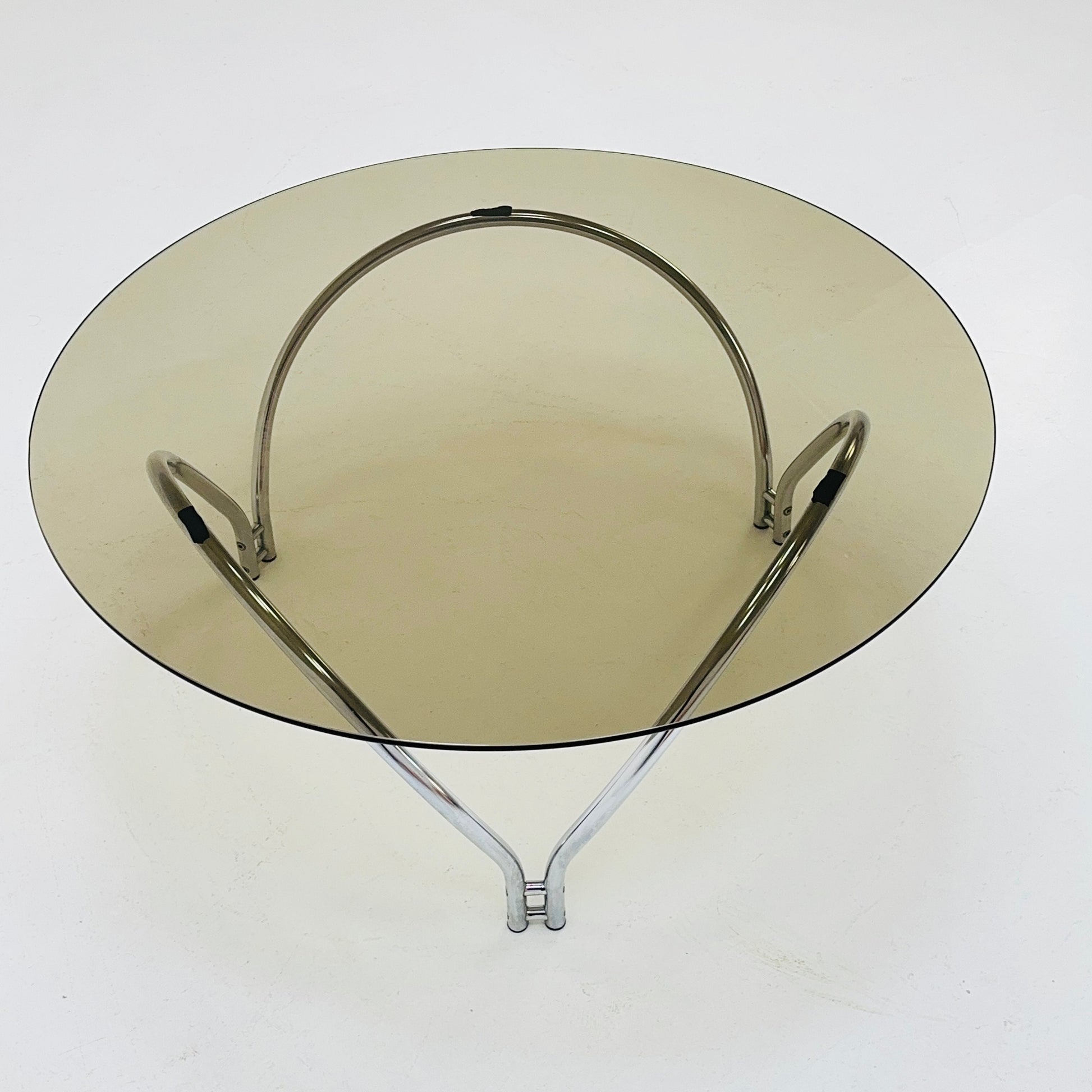 Mid century smoked glass and chrome coffee table 1970s.