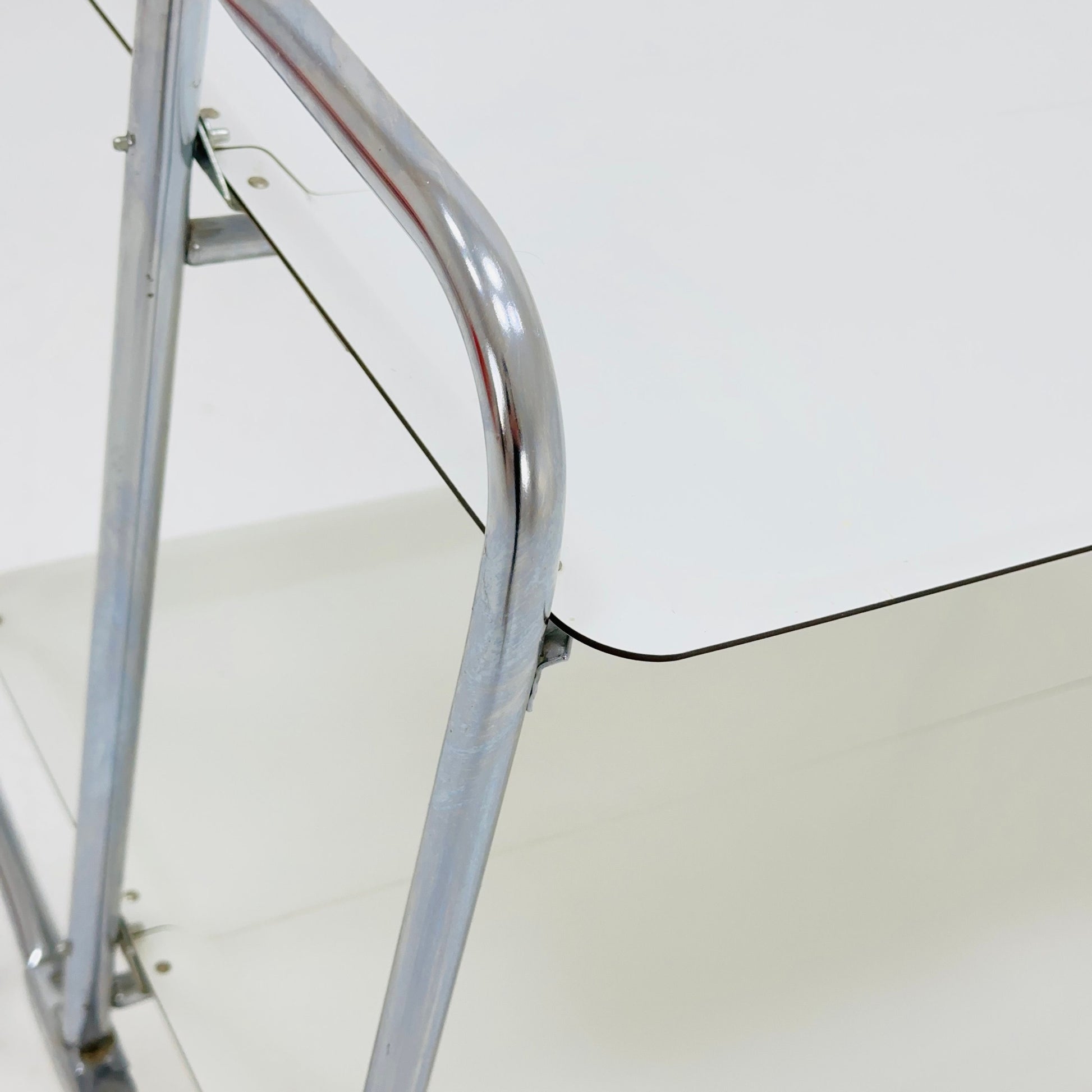 Mid-Century Italian Folding white Plastic & Metal Serving Trolley, 1970s