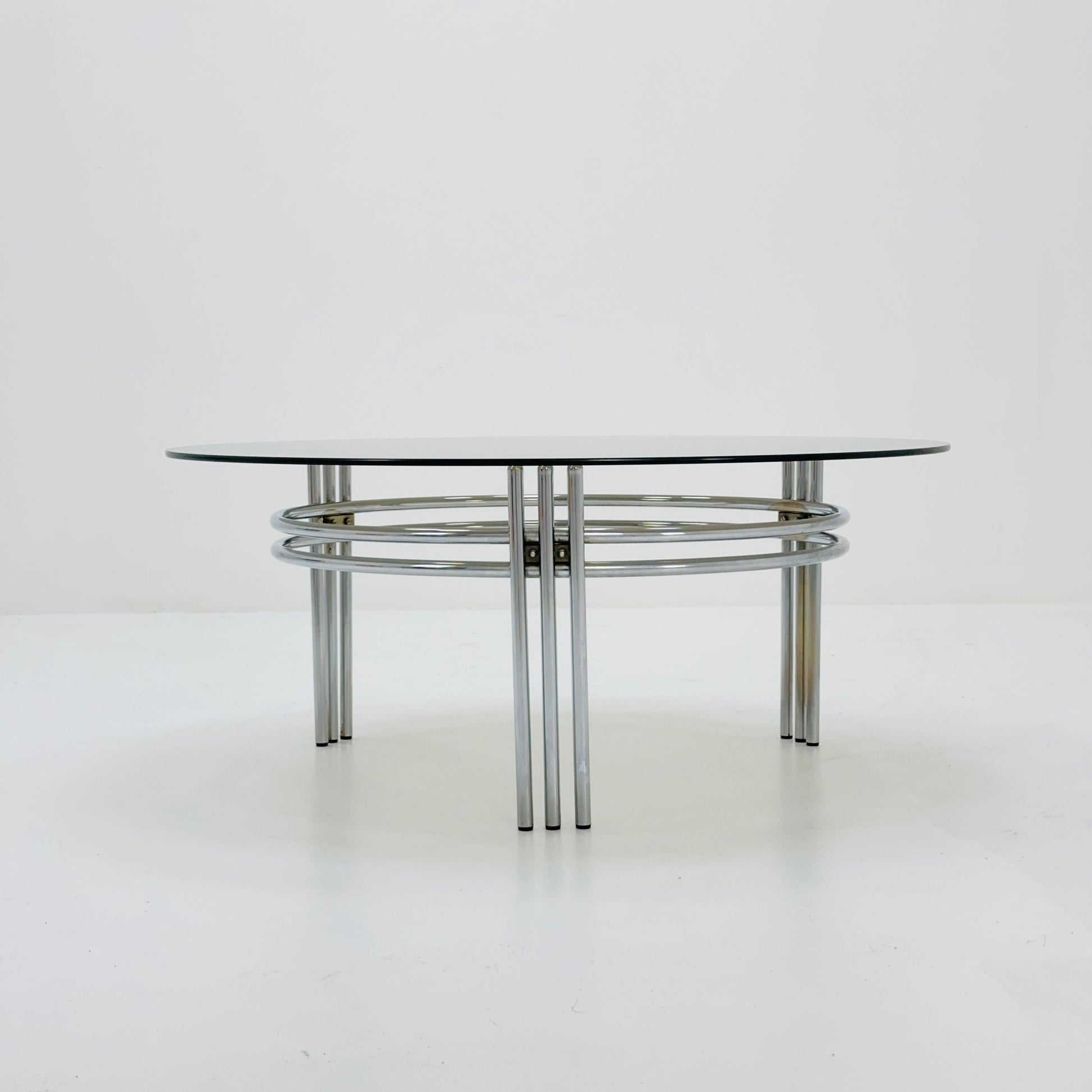 Mid century smoked Glass & Chrome Coffee Table, 1970s