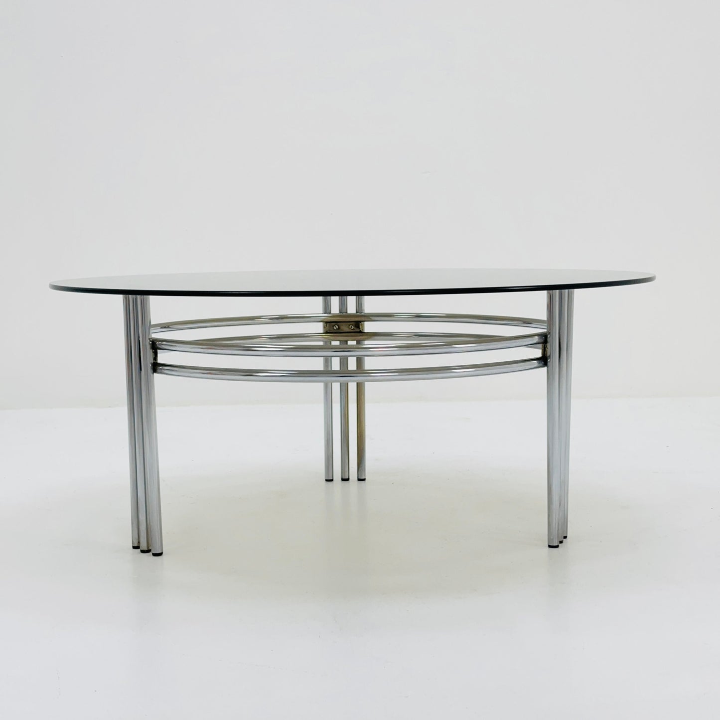 Mid century smoked Glass & Chrome Coffee Table, 1970s