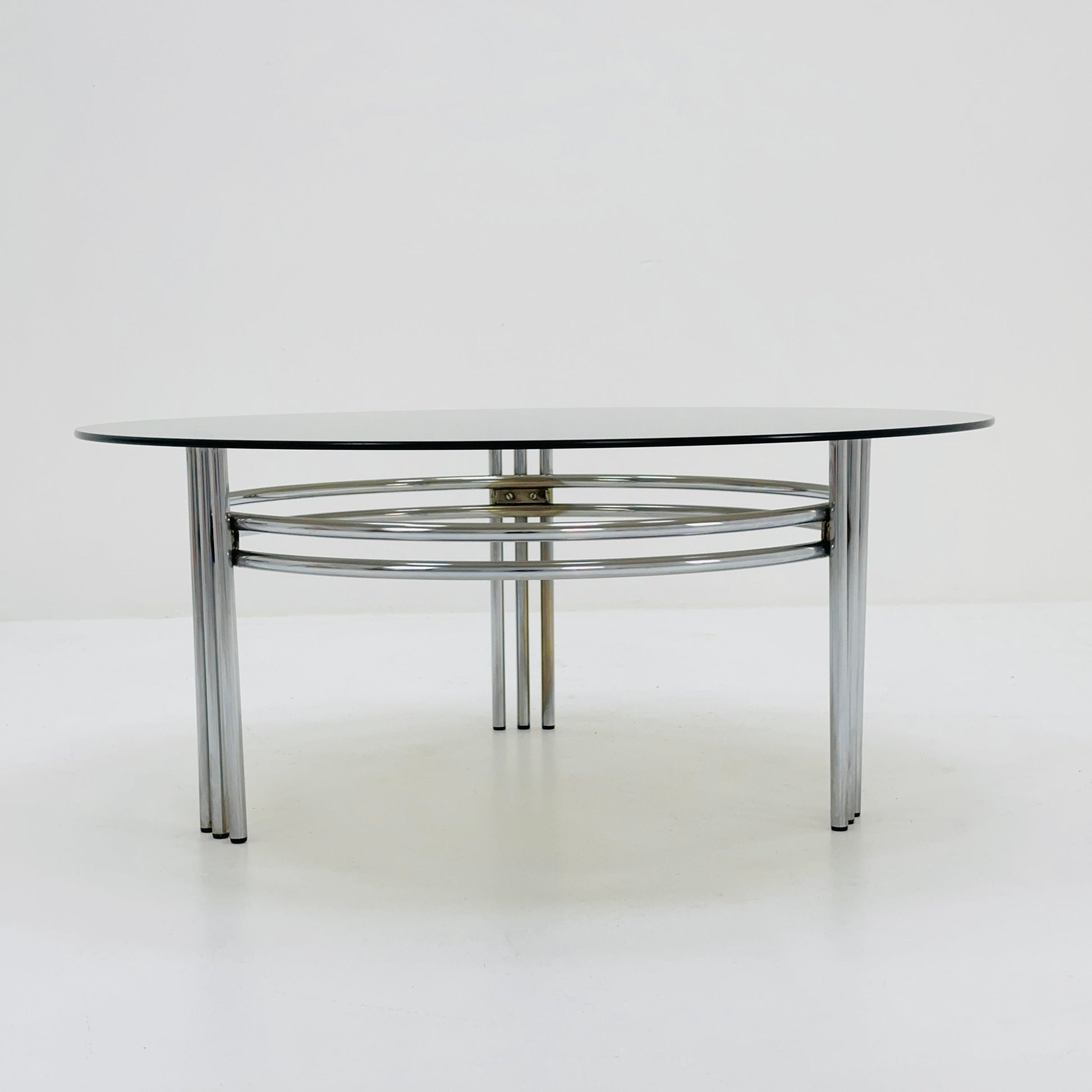 Mid century smoked Glass & Chrome Coffee Table, 1970s