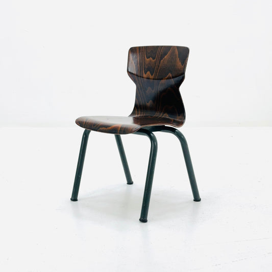 Industrial children’s school chair model 6407 in plywood -metal by Galvanitas & Eromes 1960s