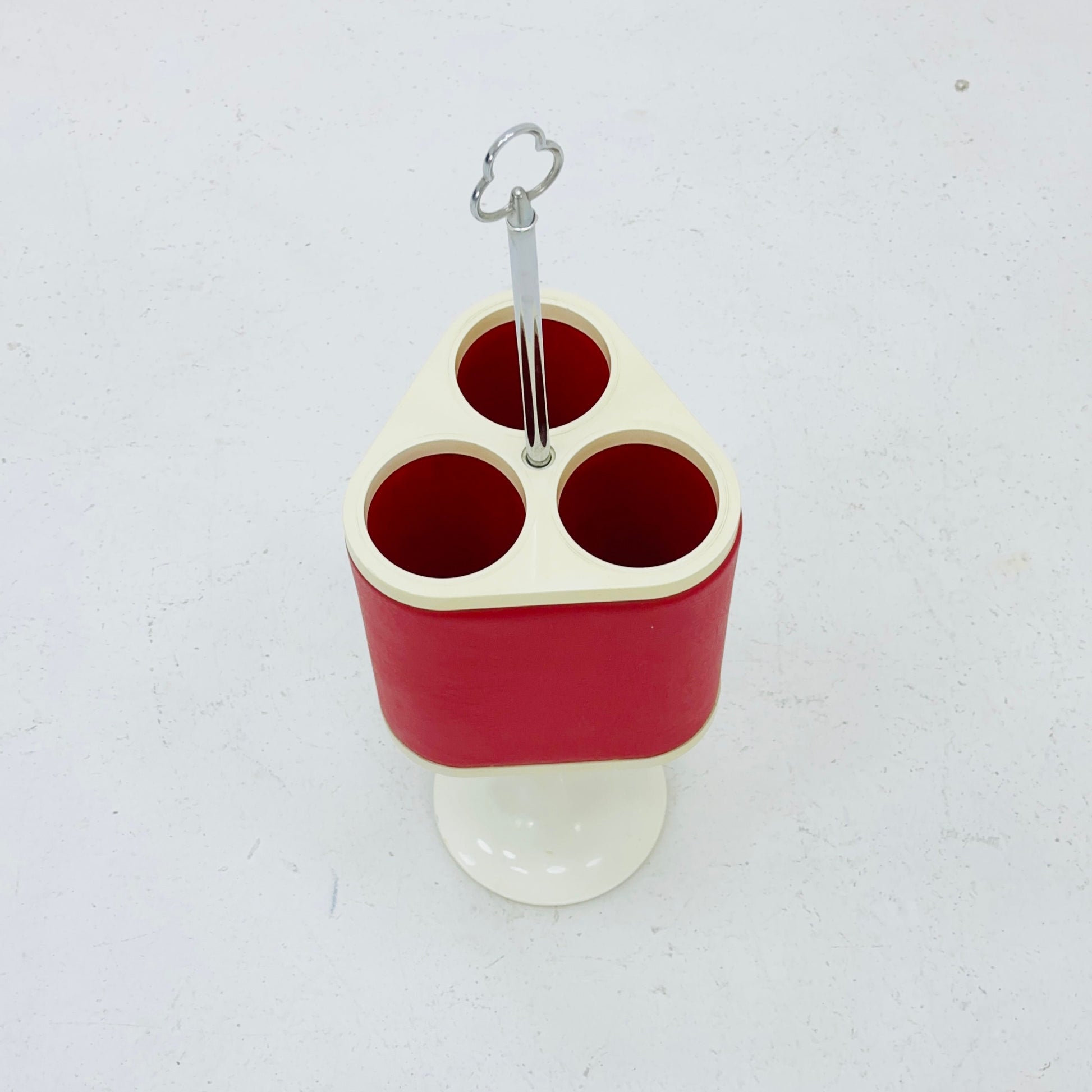 Space age red white bottle /drink holder 1970s