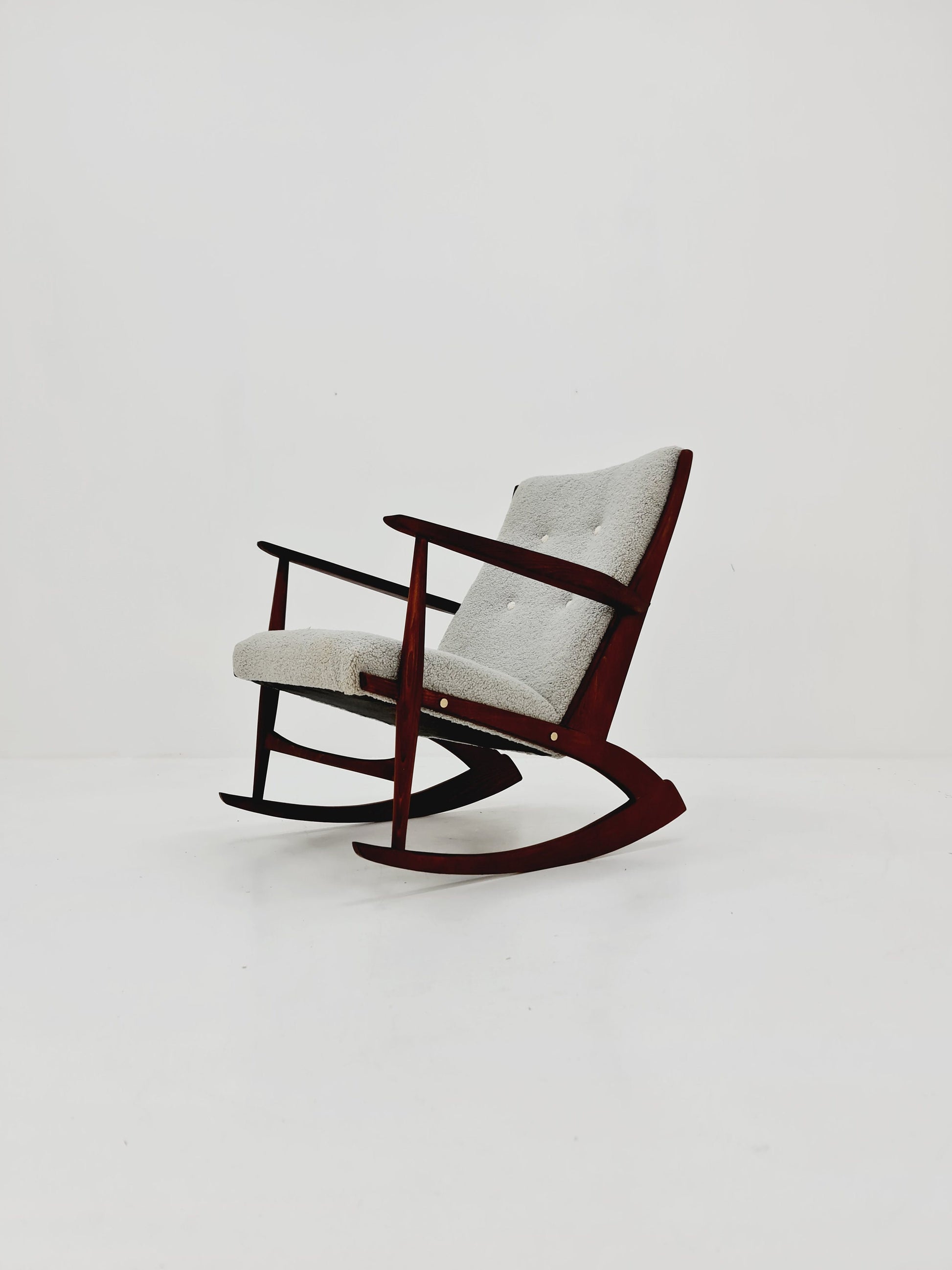 Danish Rocking Chair by Soren Geoorg Jensen With Teddy Fabric , 1950s