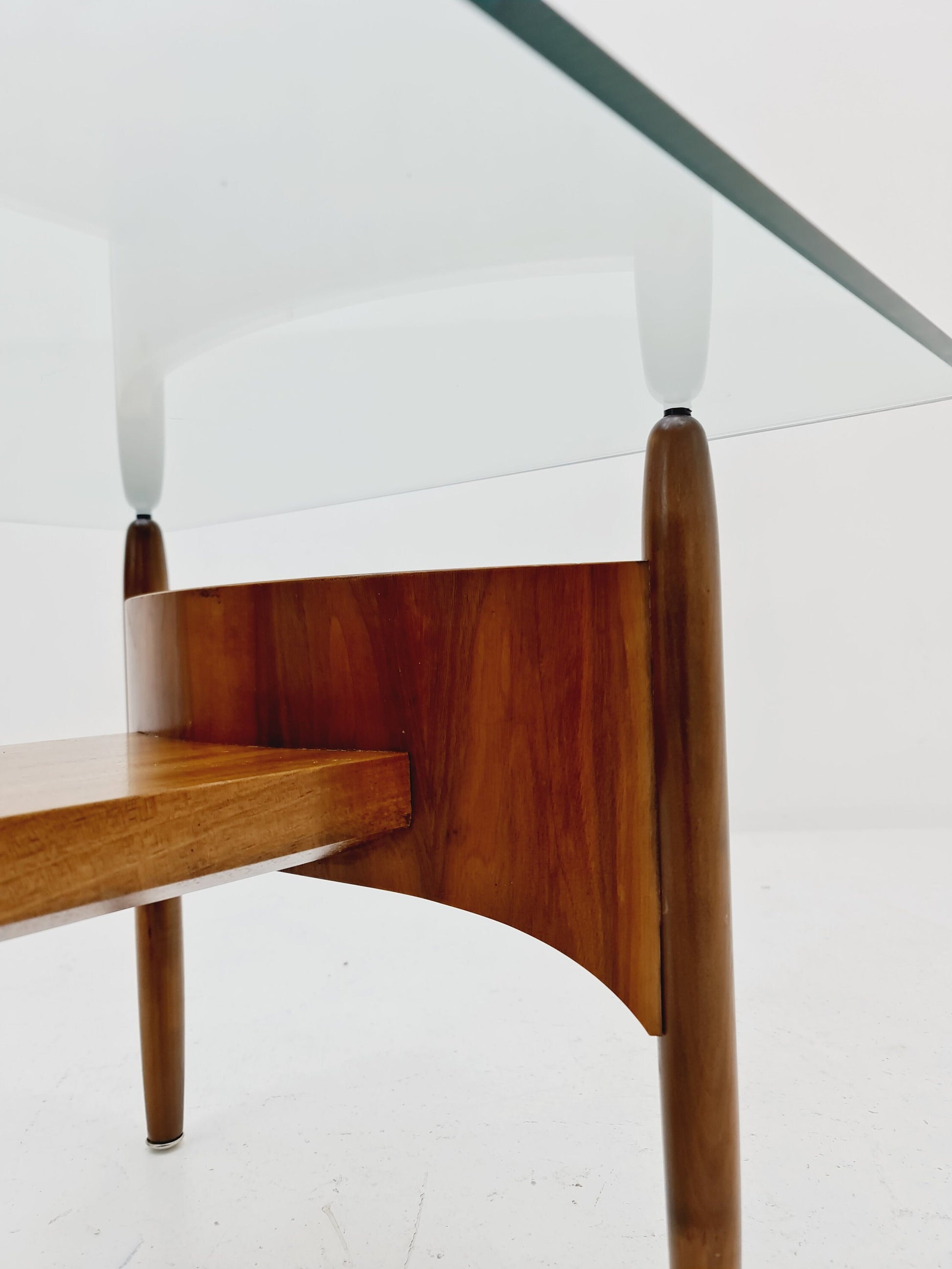 Vintage walnut and glass coffee table attributed to Sven Ellekaer, 1960s