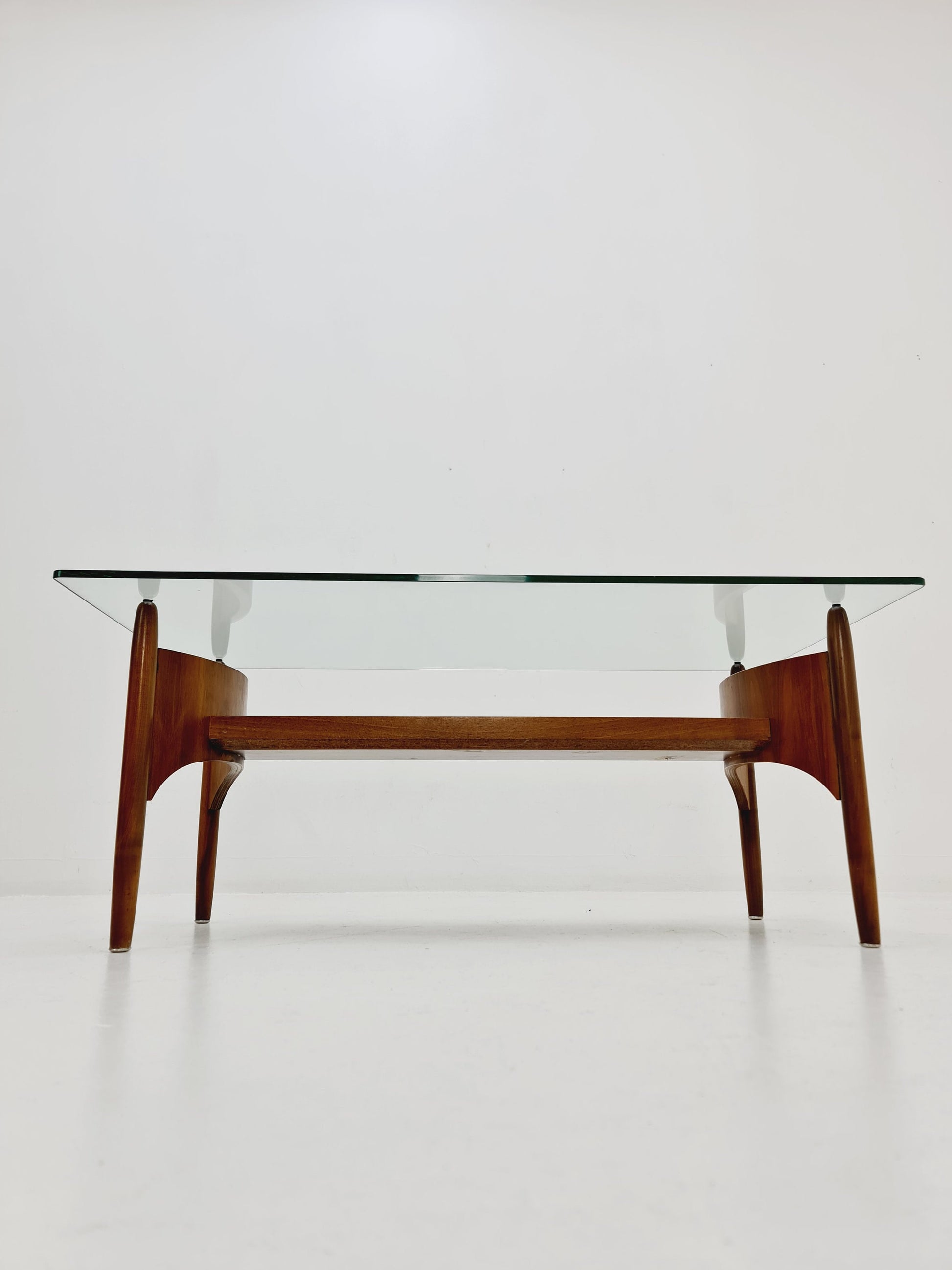 Vintage walnut and glass coffee table attributed to Sven Ellekaer, 1960s