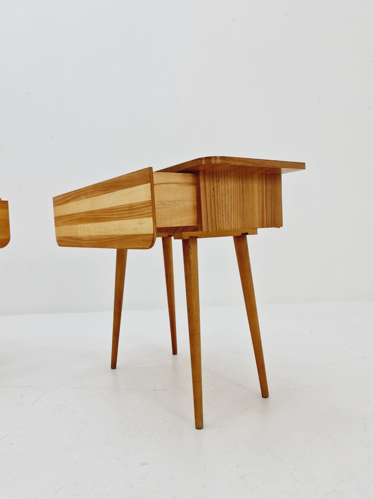 German Mid century beech nightstands/ bedside tables by Verralux, 1960s