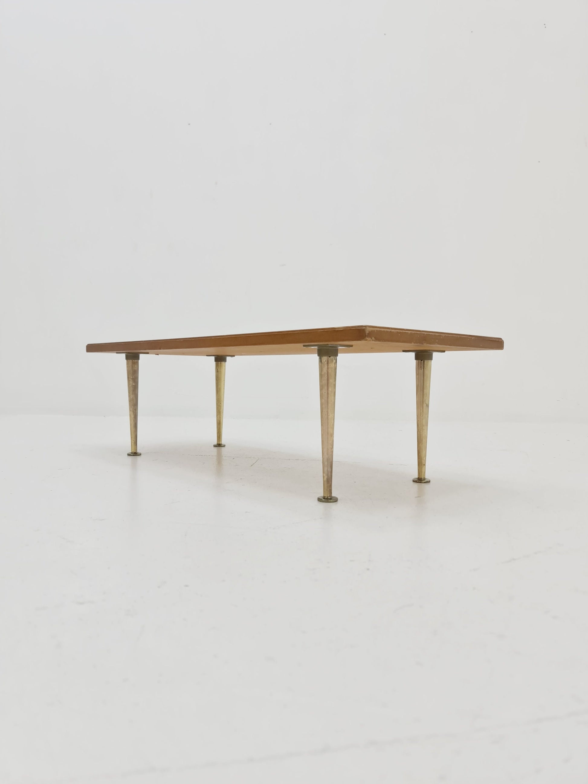 Unique mosaic & solid brass Sidetable by Berthold Muller, 1950s