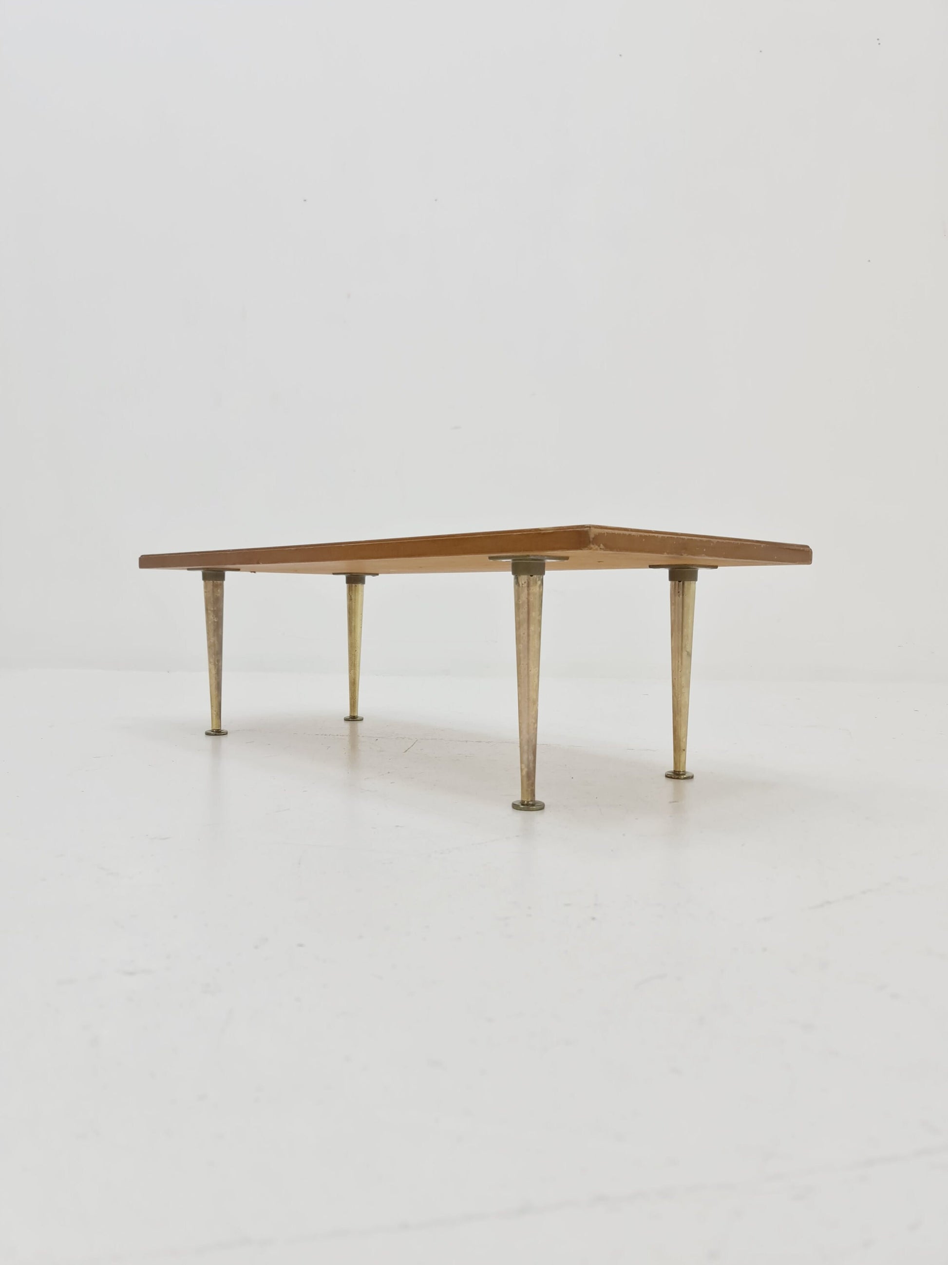 Unique mosaic & solid brass Sidetable by Berthold Muller, 1950s