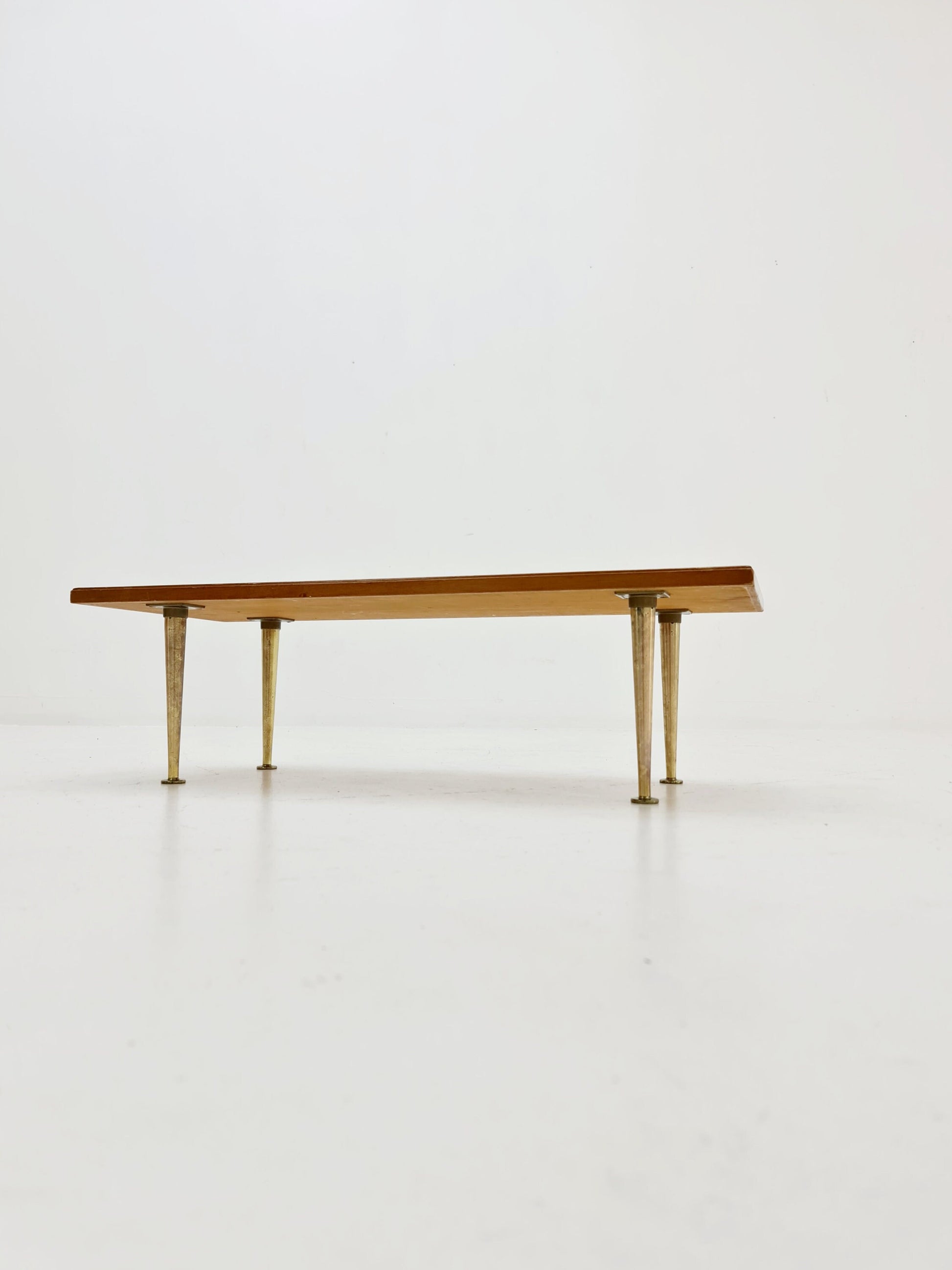 Unique mosaic & solid brass Sidetable by Berthold Muller, 1950s