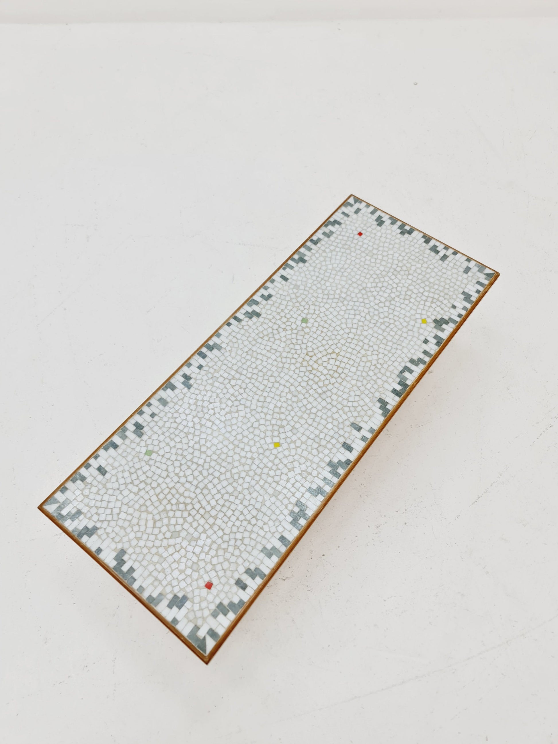 Unique mosaic & solid brass Sidetable by Berthold Muller, 1950s