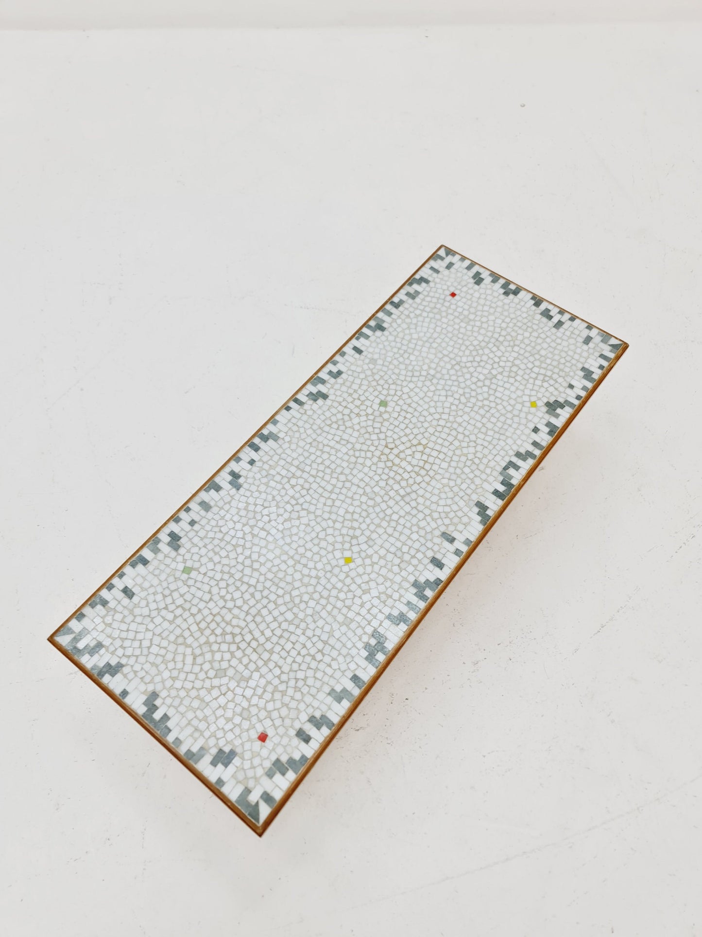 Unique mosaic & solid brass Sidetable by Berthold Muller, 1950s