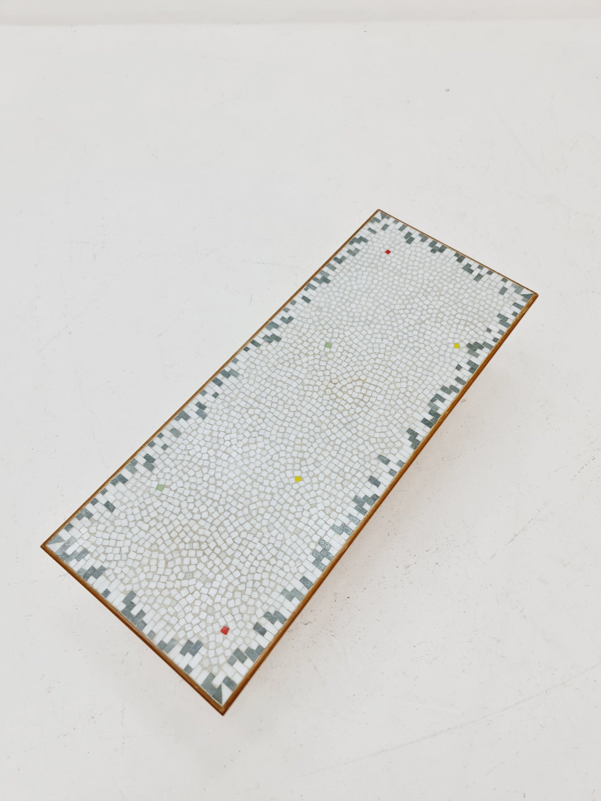 Unique mosaic & solid brass Sidetable by Berthold Muller, 1950s