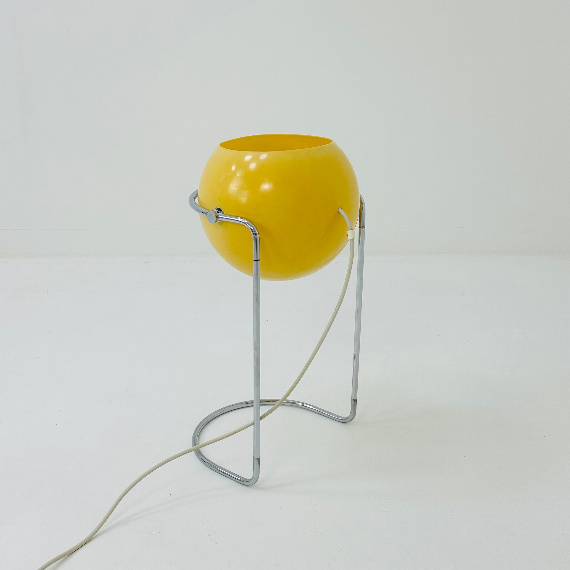 Space age Danish ball table lamp in egg-yolk yellow 1970s