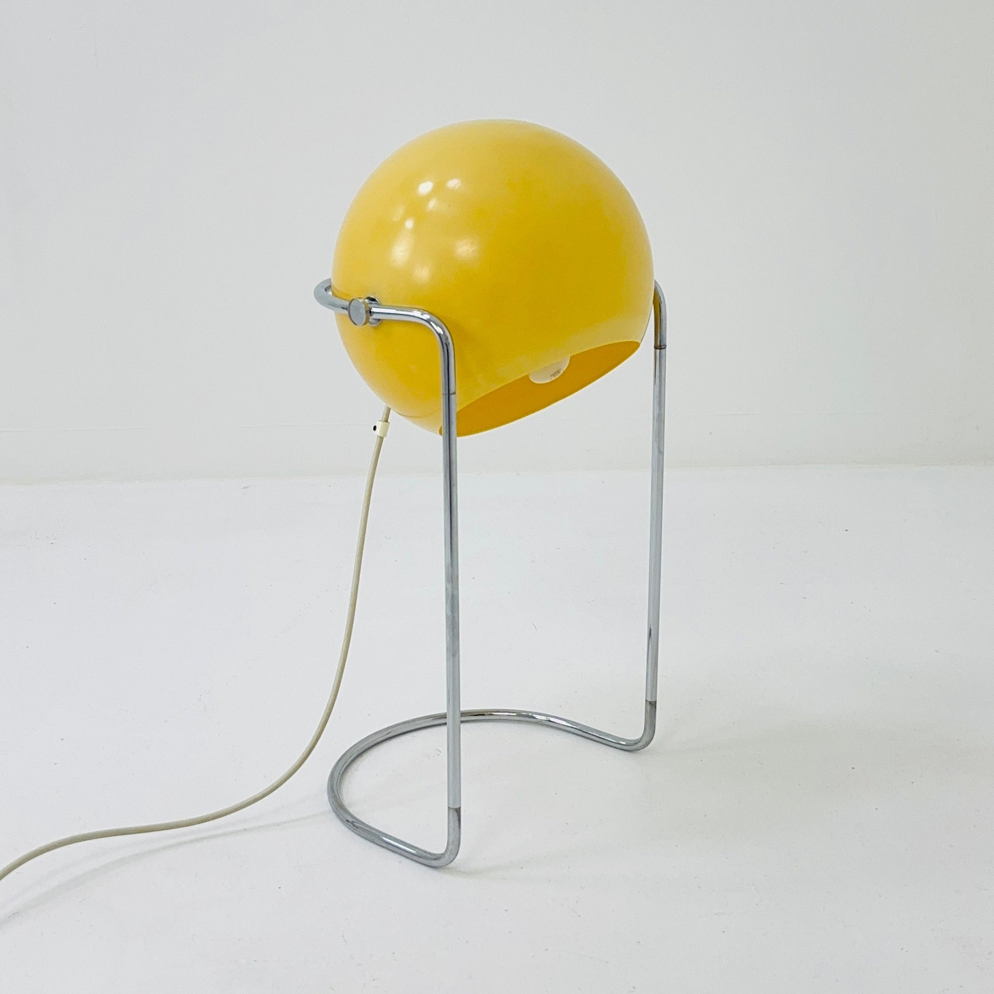 Space age Danish ball table lamp in egg-yolk yellow 1970s