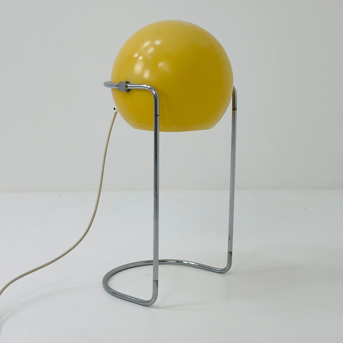 Space age Danish ball table lamp in egg-yolk yellow 1970s