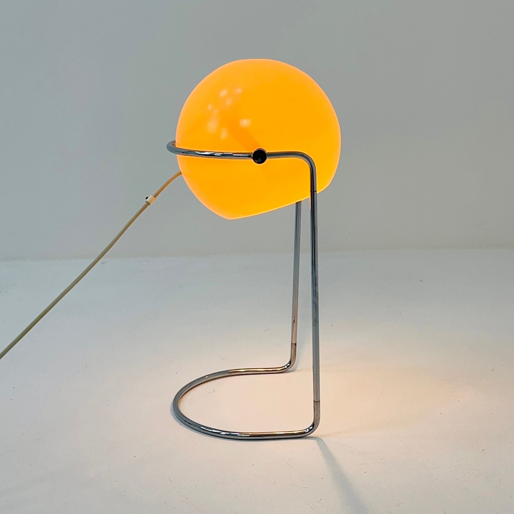 Space age Danish ball table lamp in egg-yolk yellow 1970s