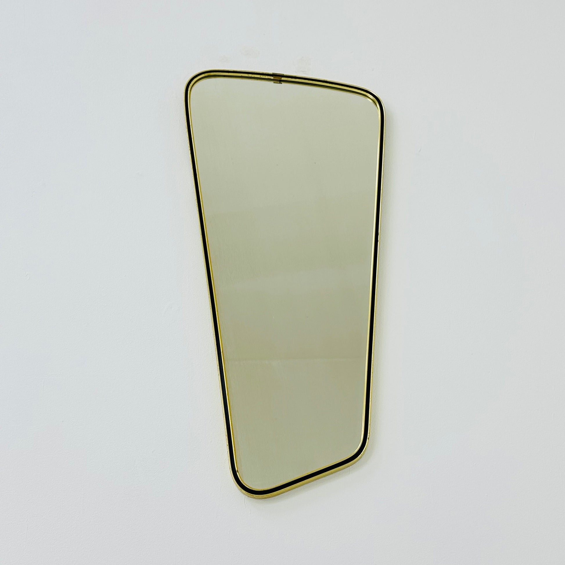 Mid century wall mirror brass framed with black edging 1950s