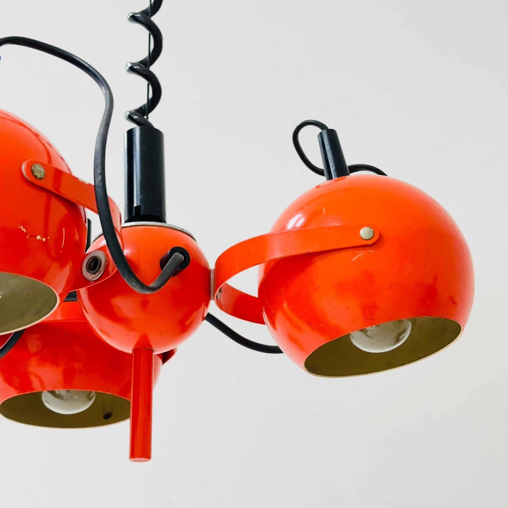 Mid-century Spaceage Orange eyeball pendant lamp, Italy 1970s