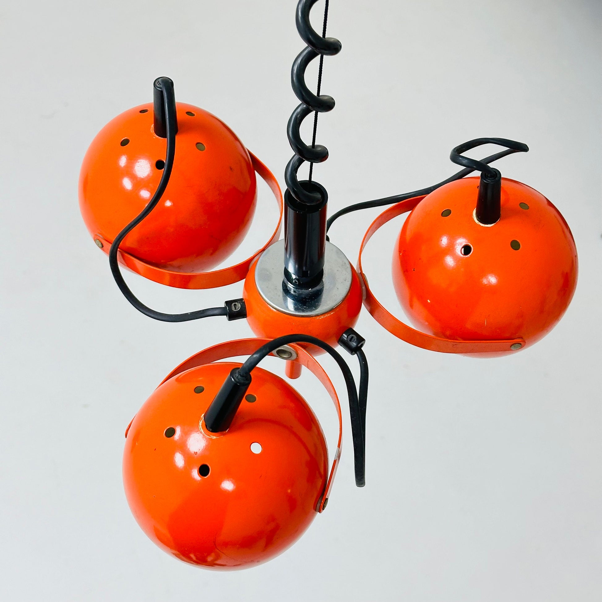 Mid-century Spaceage Orange eyeball pendant lamp, Italy 1970s