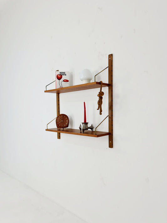 Midcentury Danish walnut Wall-Mounted Shelving Unit, by Royal for Poul Cadovius, 1960s