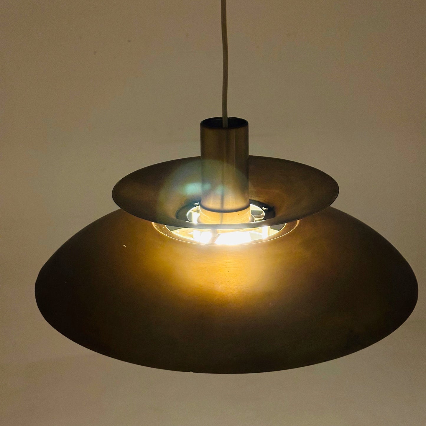 Mid century Gold pendant lamp Roma of Junge, Denmark 1980s