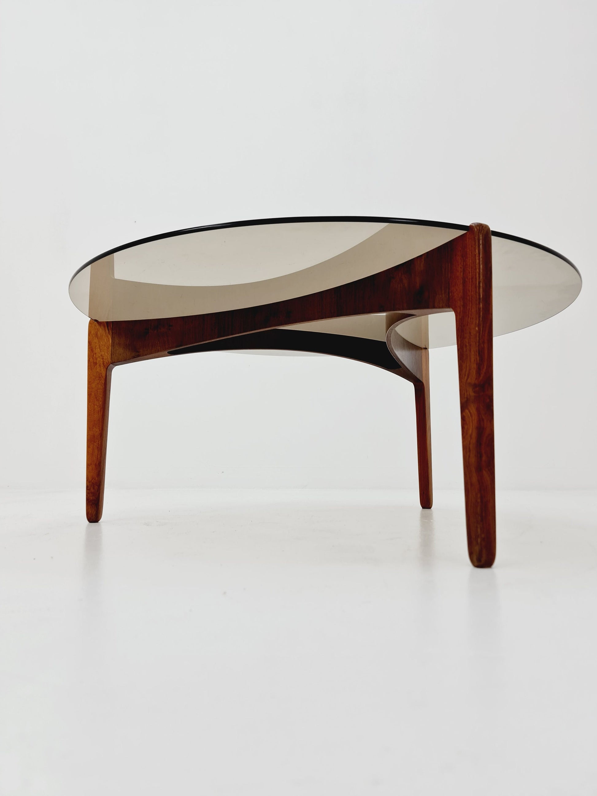 Vintage wood and glass coffee table By Sven Ellekaer for christian Linneberg 1960s
