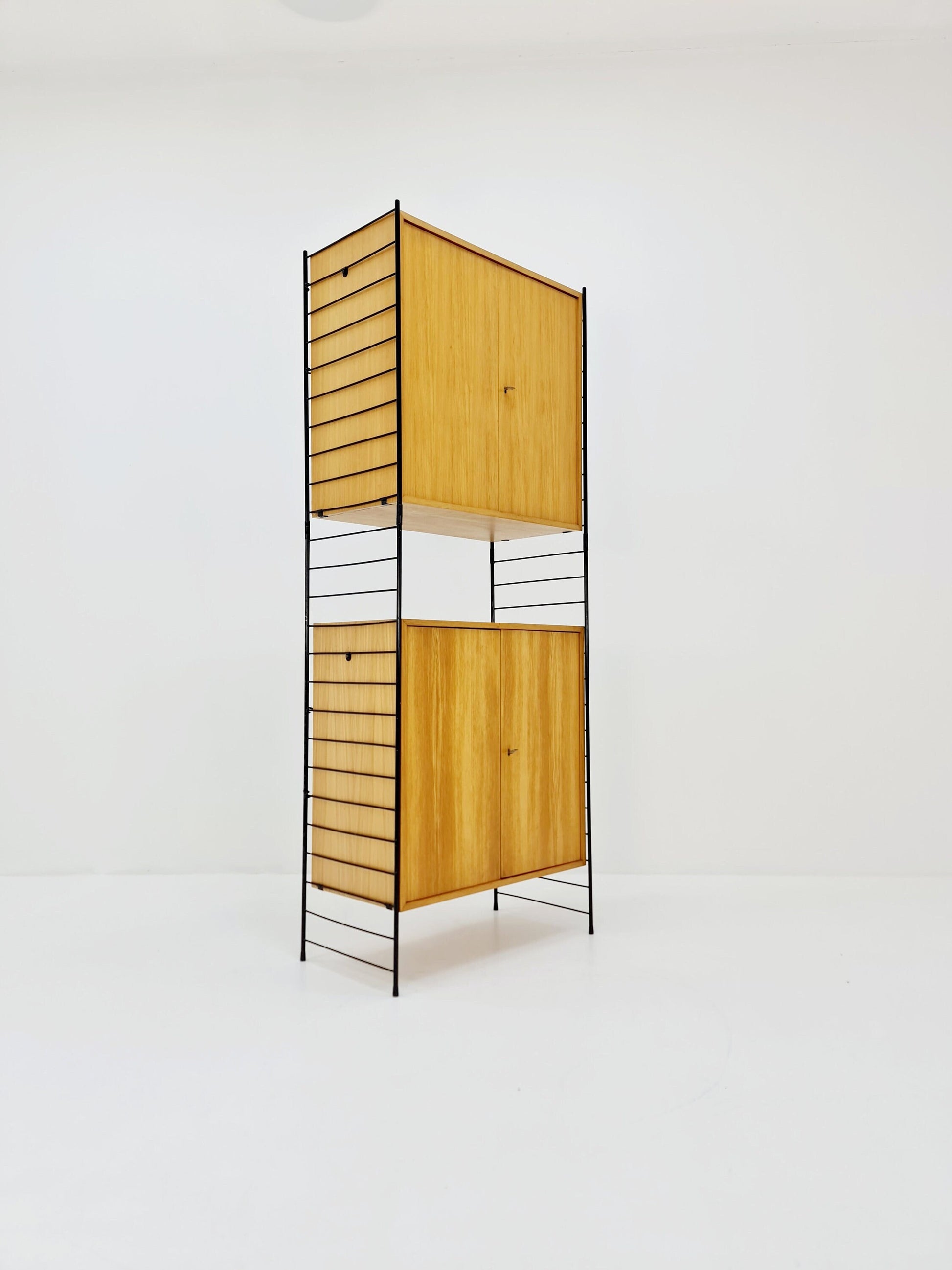 Free standing String shelf-system, bookcase with cabinet Eshe by WHB Germany, 1950s