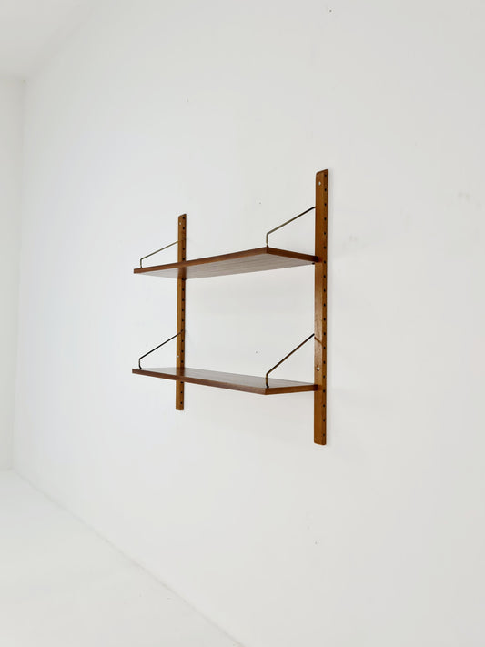 Midcentury Danish walnut Wall-Mounted Shelving Unit, by Royal for Poul Cadovius, 1960s