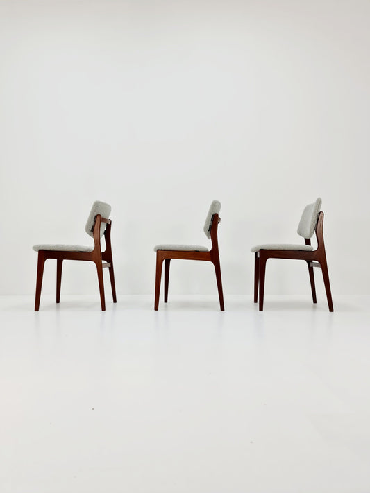 1 of 3 Vintage Danish teak, chair With Teddy Fabric , 1960s