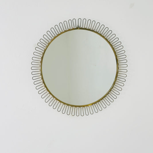 Mid-century wall mirror by Josef Frank Svenskt Tenn, Austria, Sweden, brass, 1950s