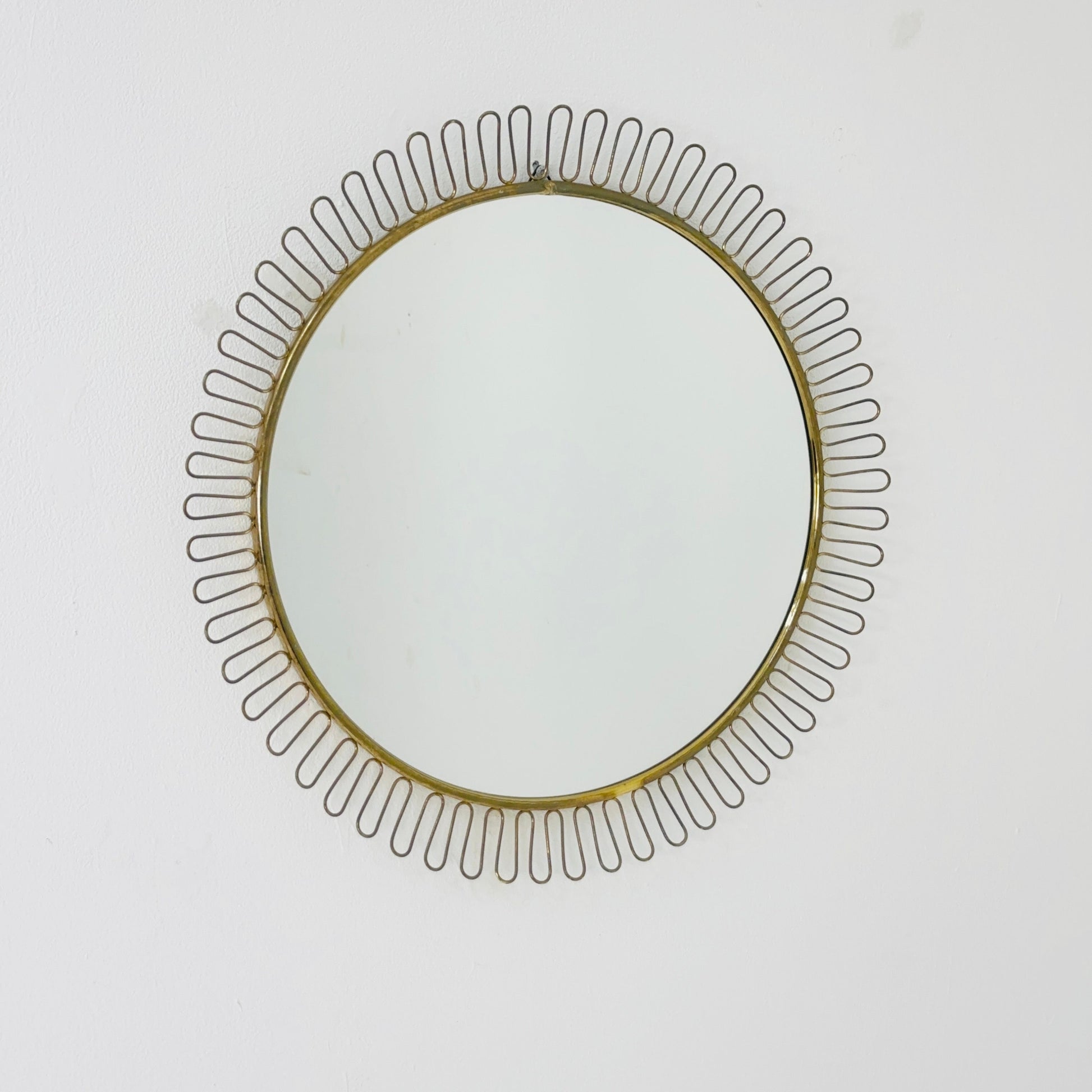 Mid-century wall mirror by Josef Frank Svenskt Tenn, Austria, Sweden, brass, 1950s