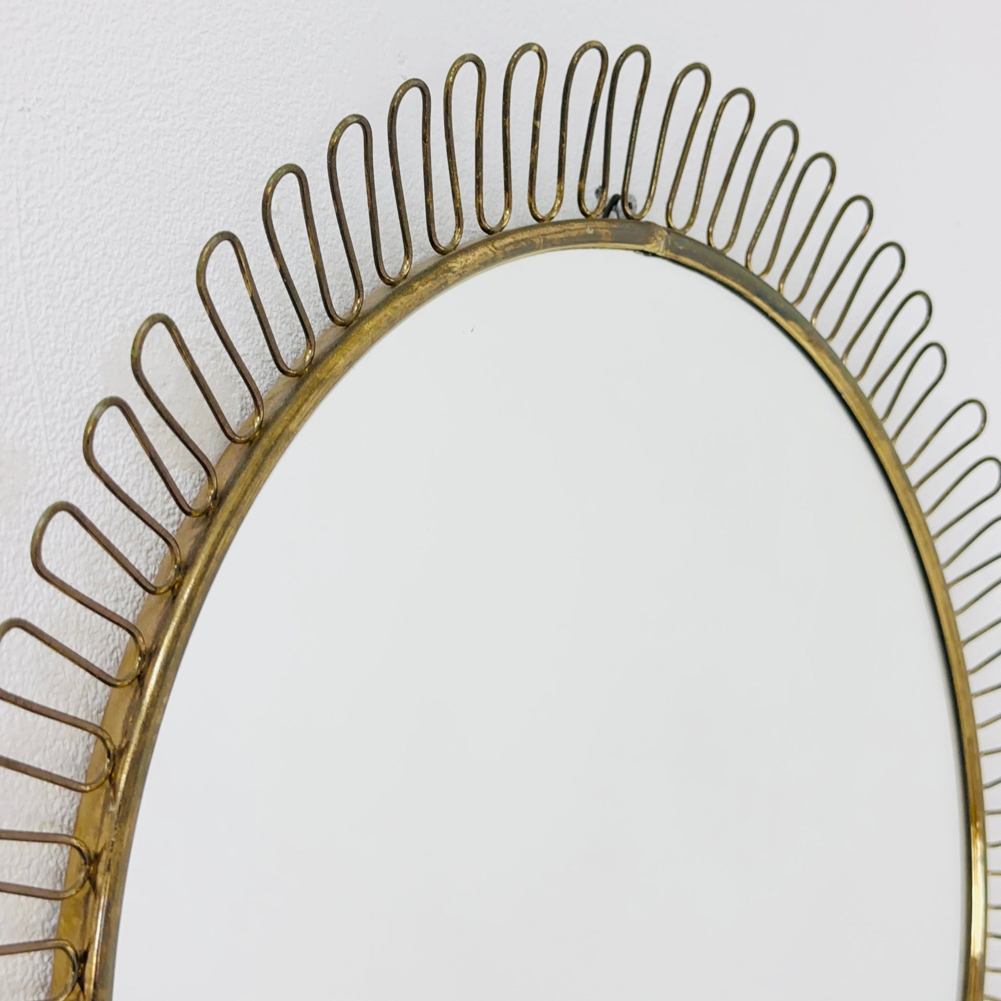 Mid-century wall mirror by Josef Frank Svenskt Tenn, Austria, Sweden, brass, 1950s